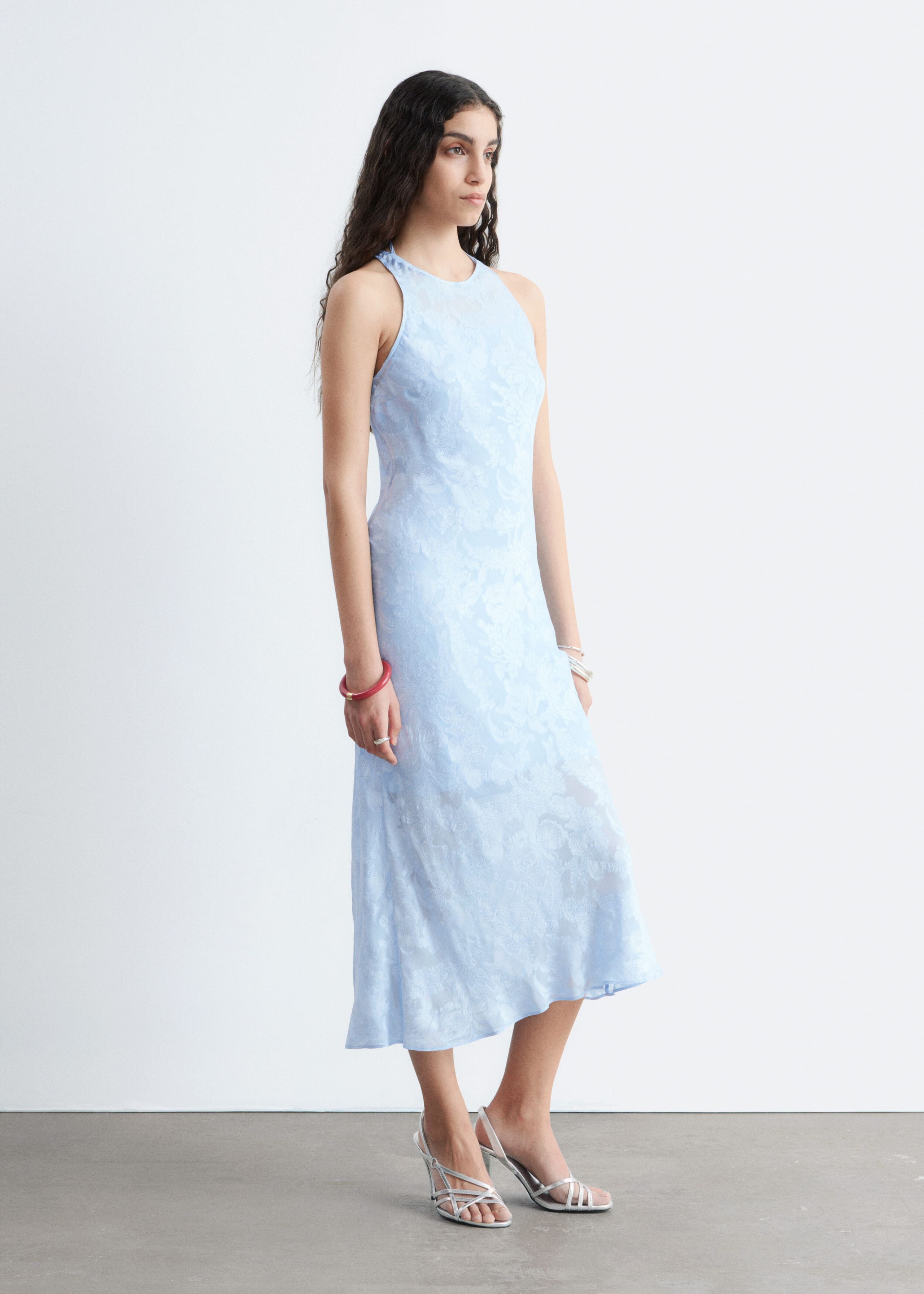 Viscose-Silk Midi Dress - Light Blue - Still Life