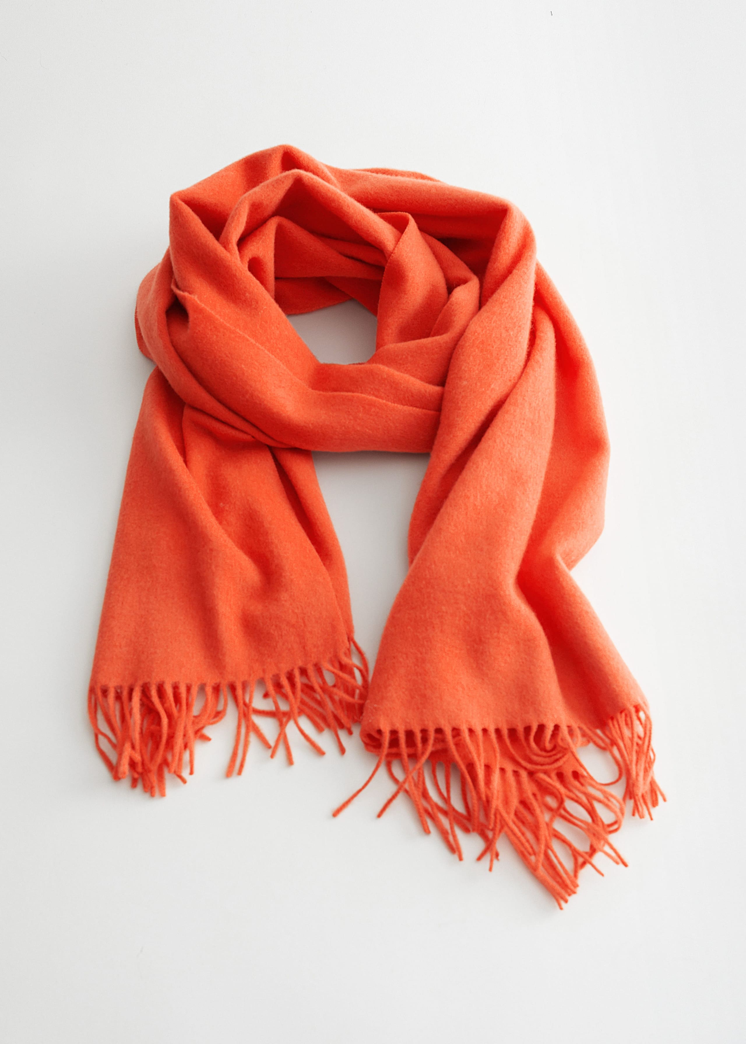 Fringed Wool Blanket Scarf - Cream - Still Life