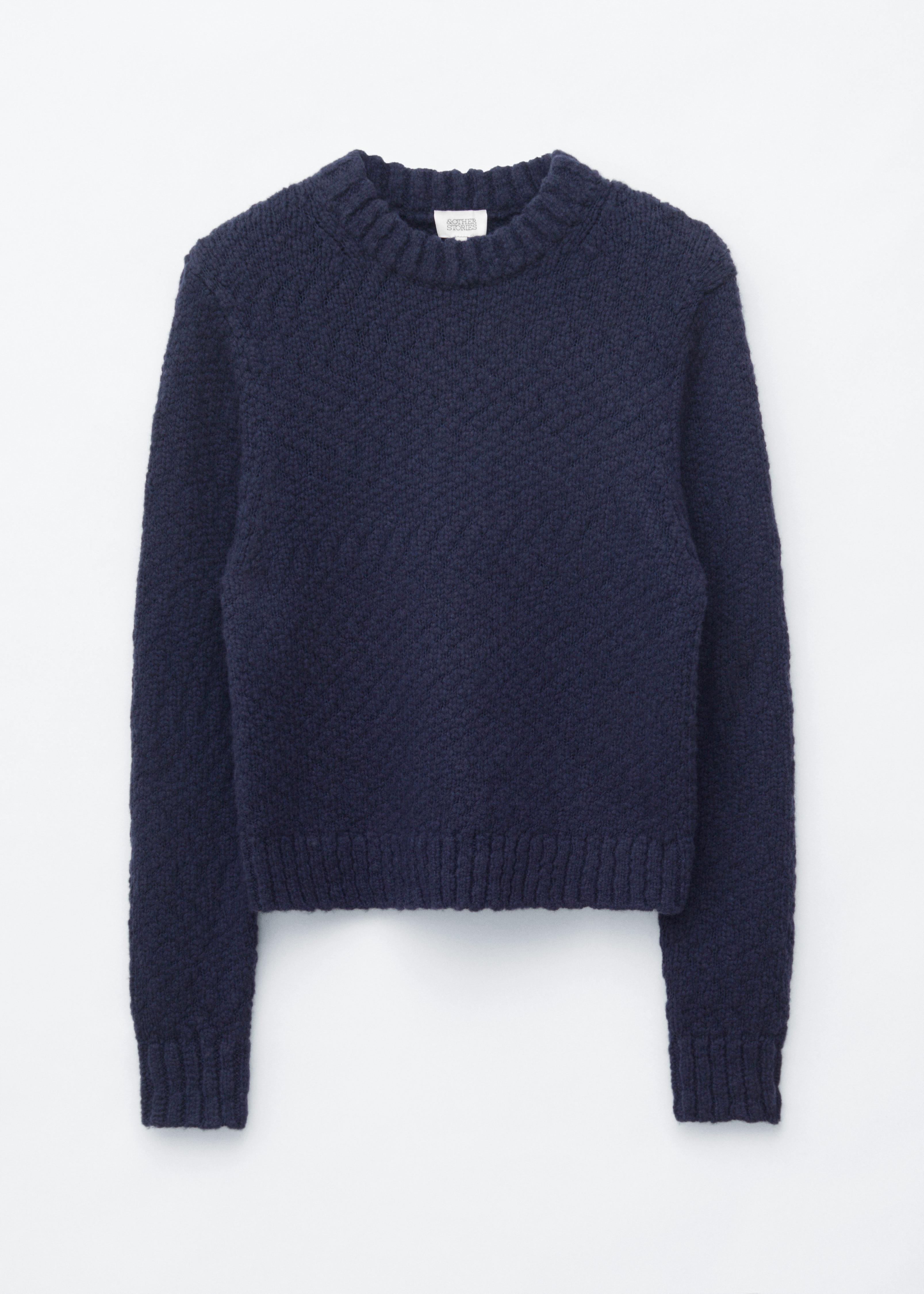 Wool-Cotton Bouclé Jumper - Dark Blue