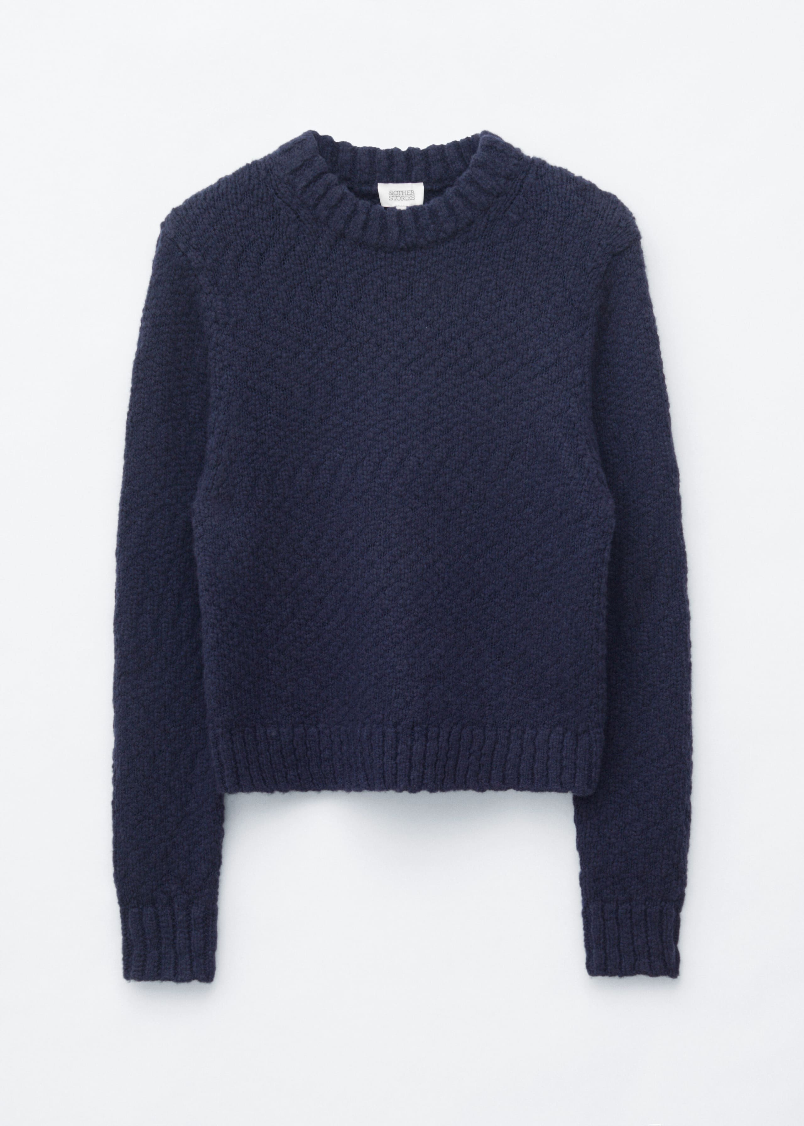 Wool-Cotton Bouclé Jumper - Dark Blue - Still Life