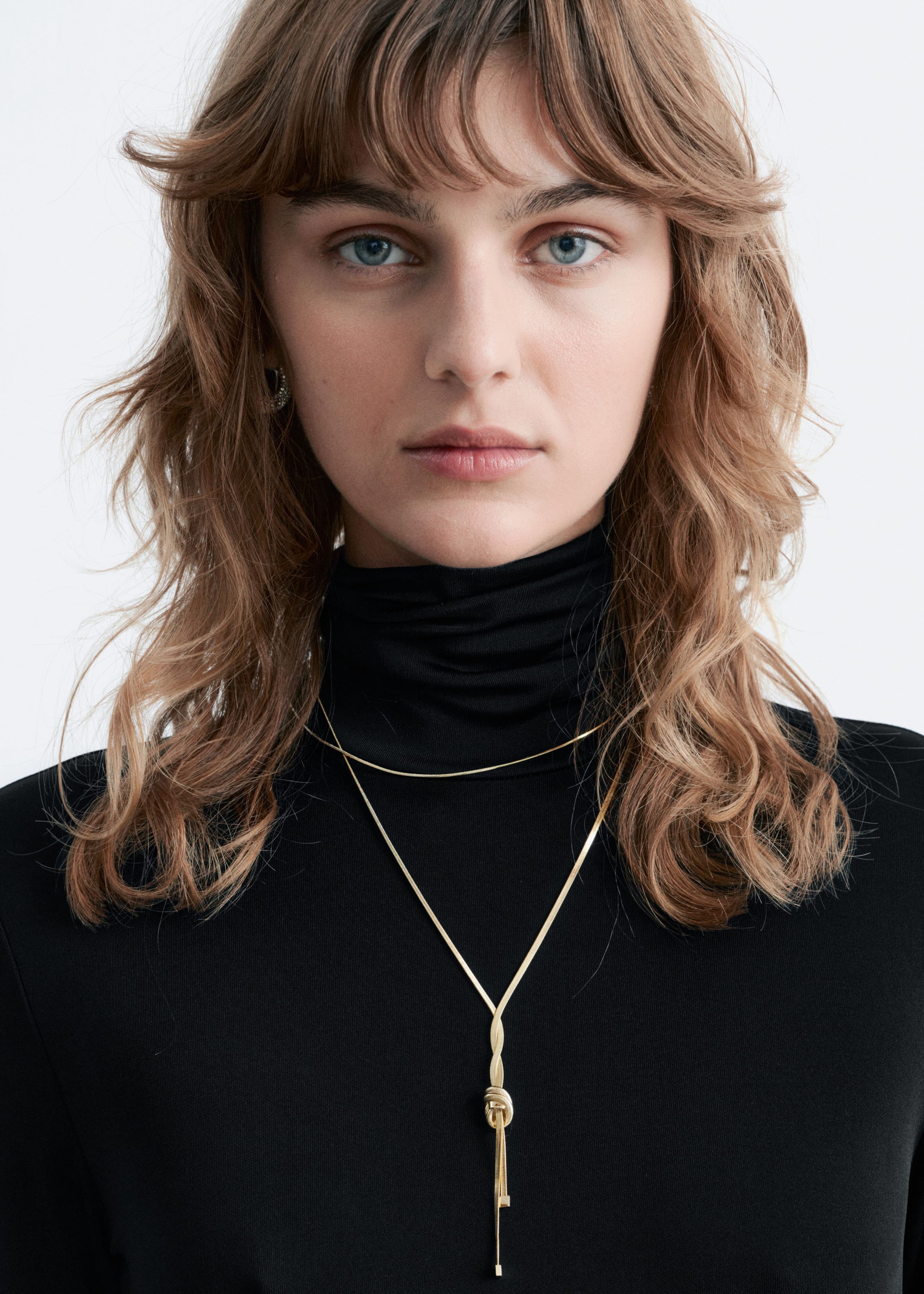 Tie-Detail Turtleneck Midi Dress