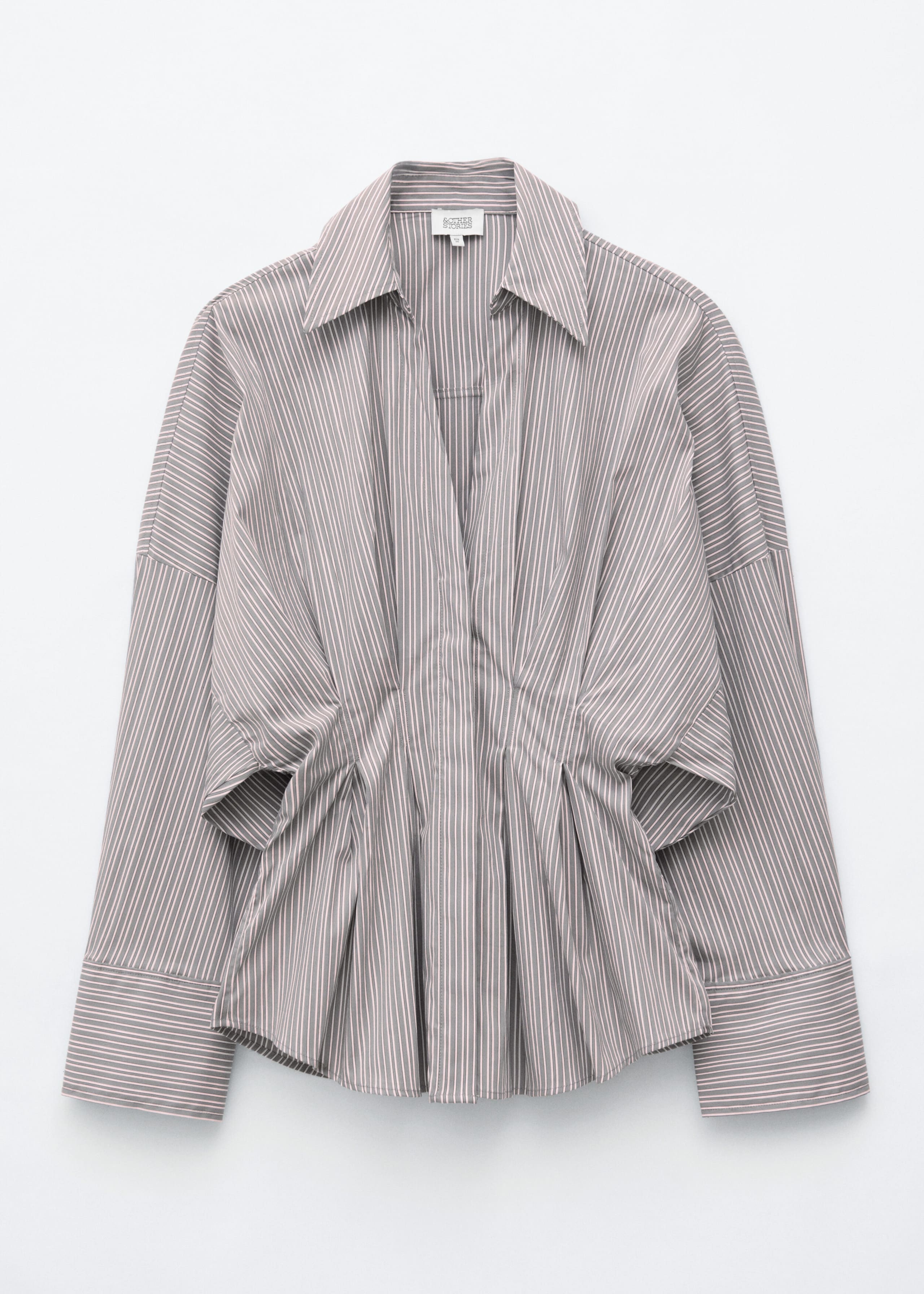 Bomullsskjorta med figurnära midja – Grey/Pink – stilleben