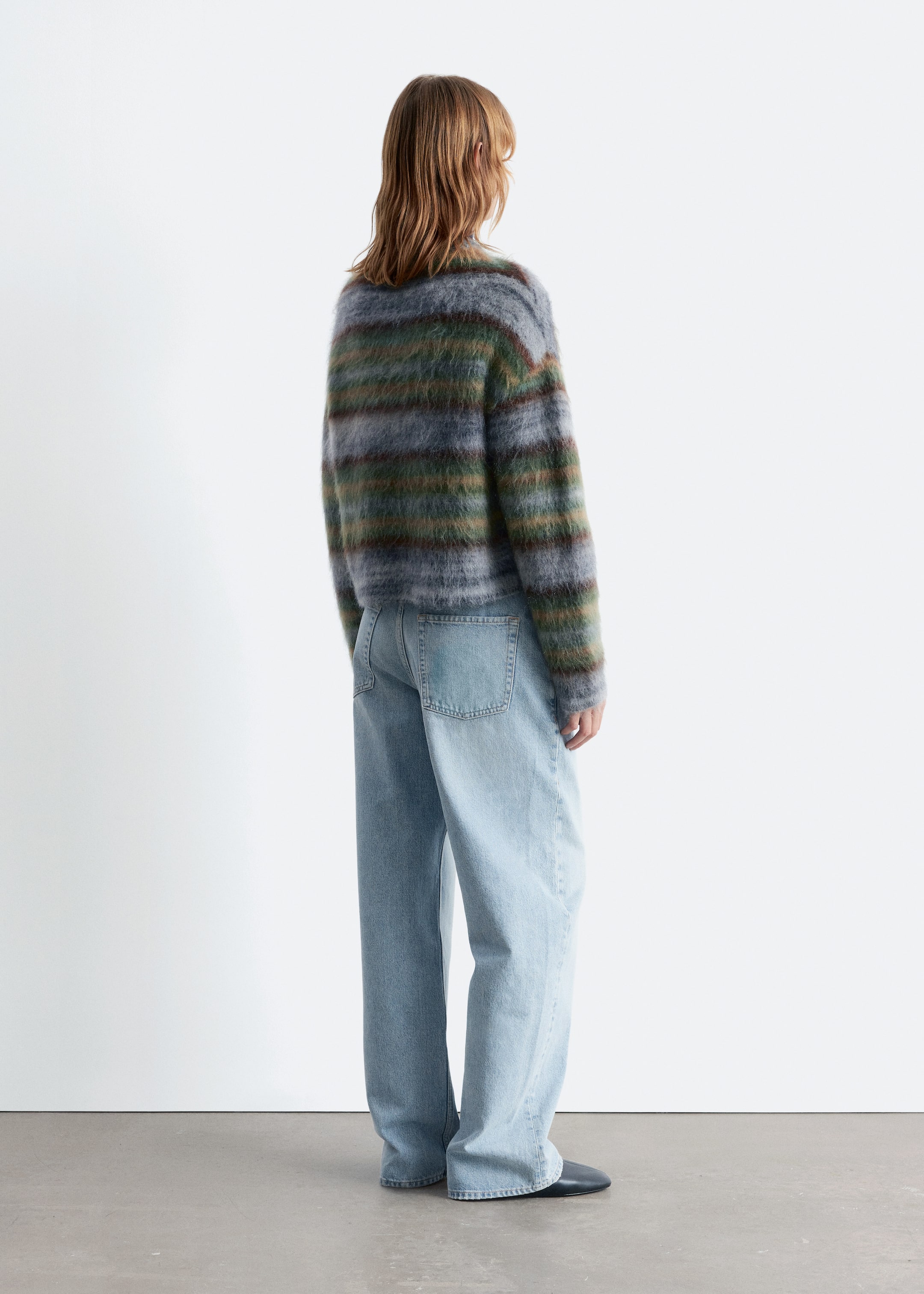 View larger image: Striped Knit Sweater - Grey/Green Stripes - Ladies | H&M GB 5