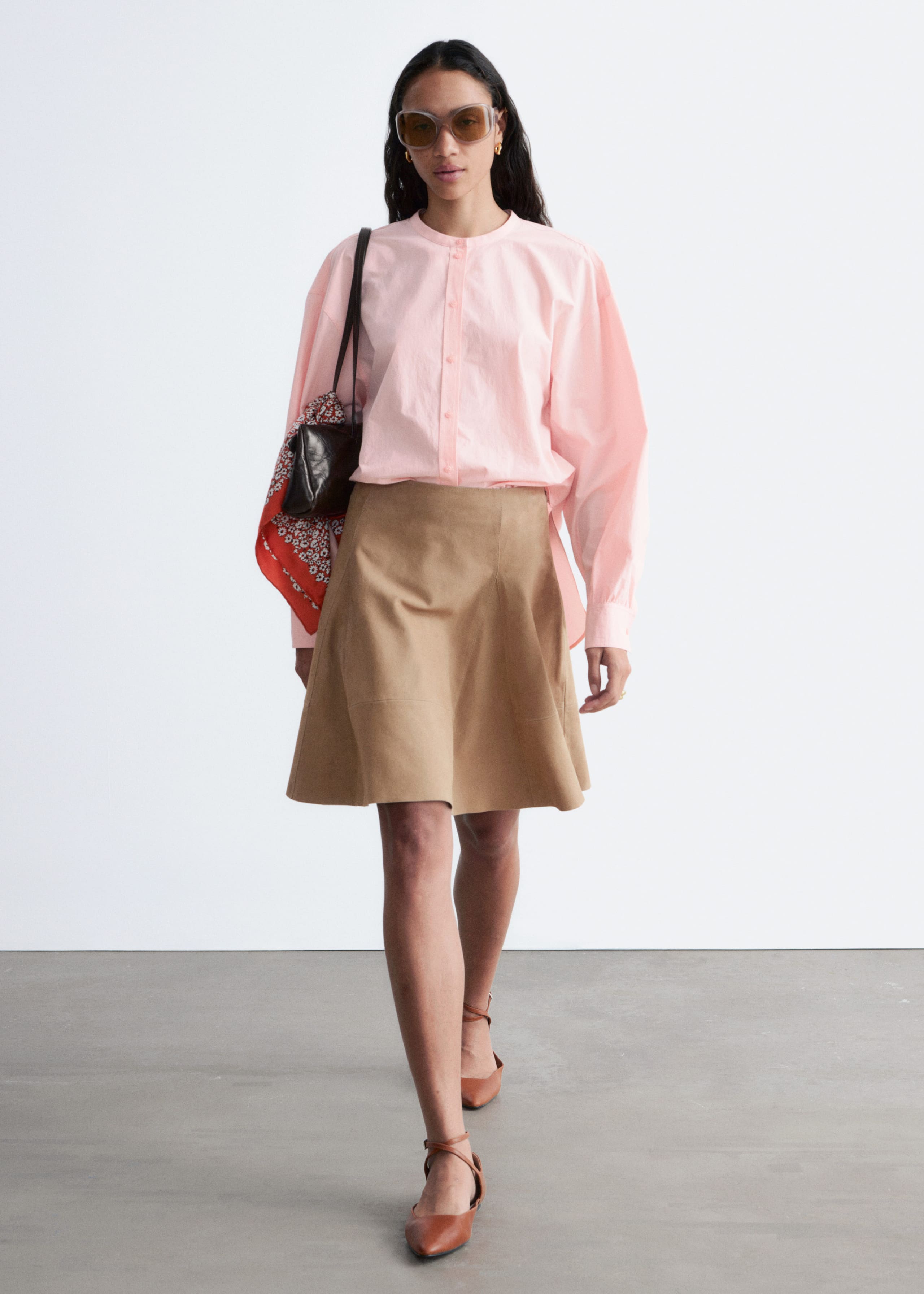 Oversized Cotton Shirt - White - Lookbook