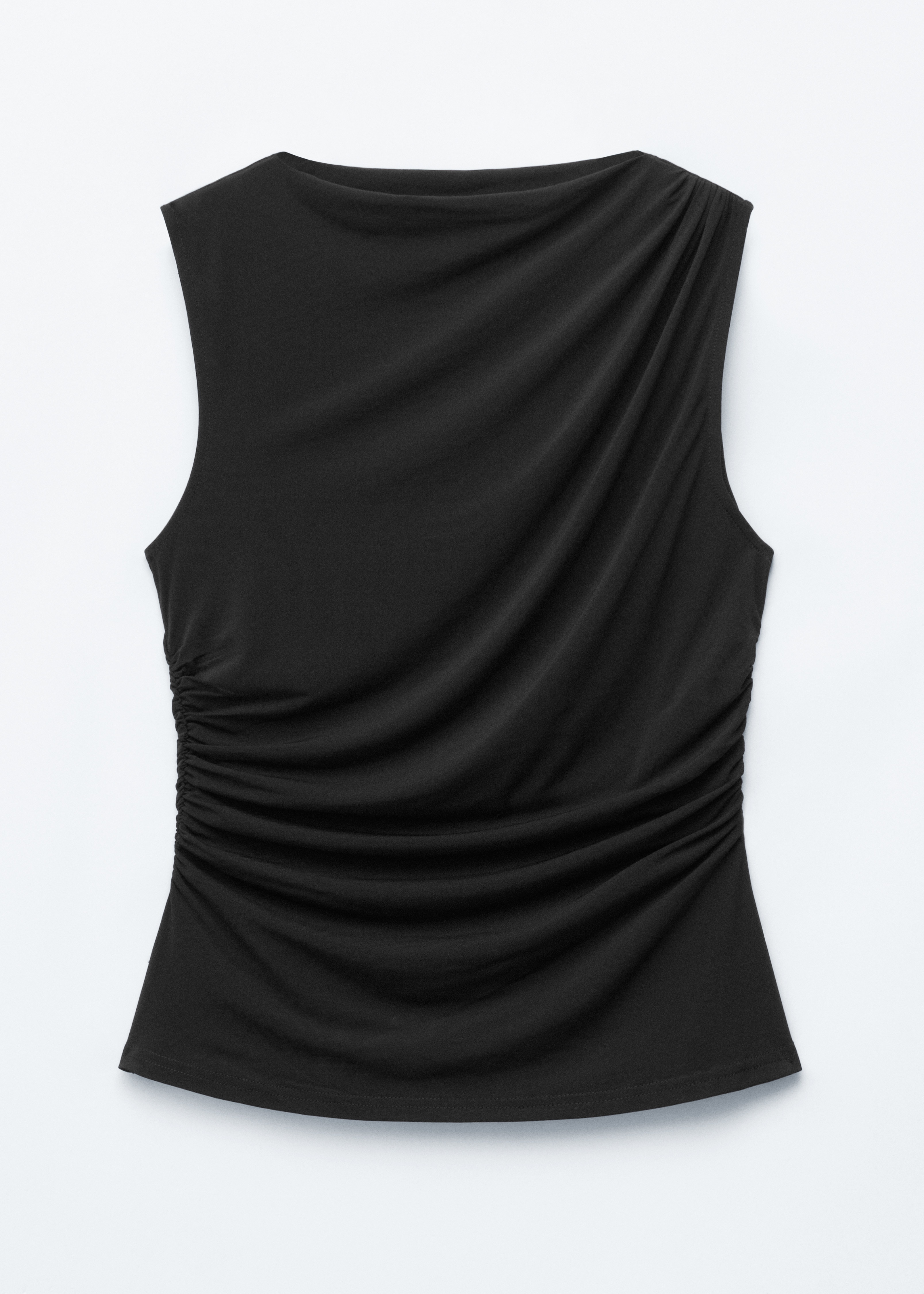 Gedrapeerde top van jersey - Zwart/Donkergrijs