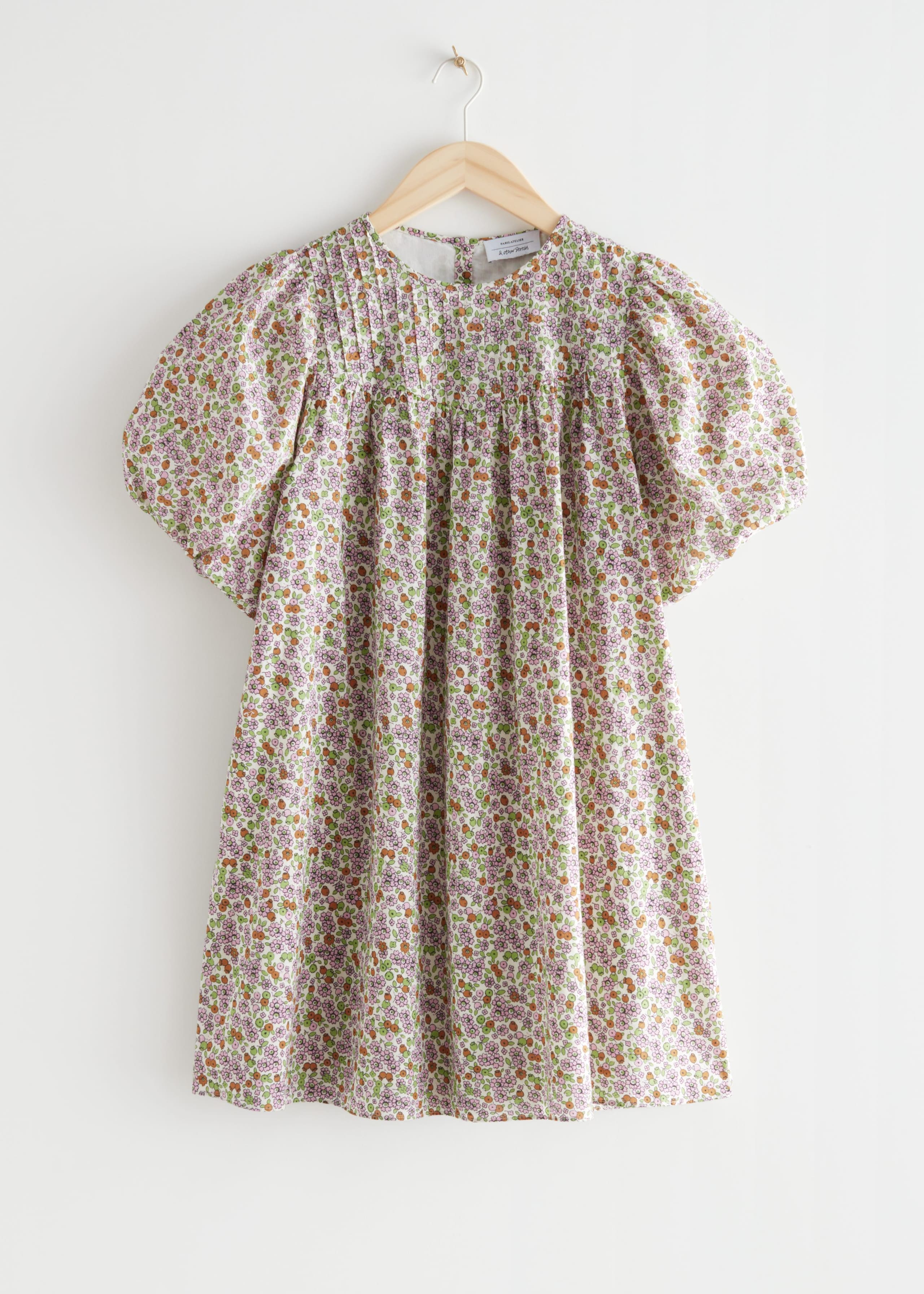 Robe courte plissée et volumineuse - Fleurs bleues et vertes - Still Life