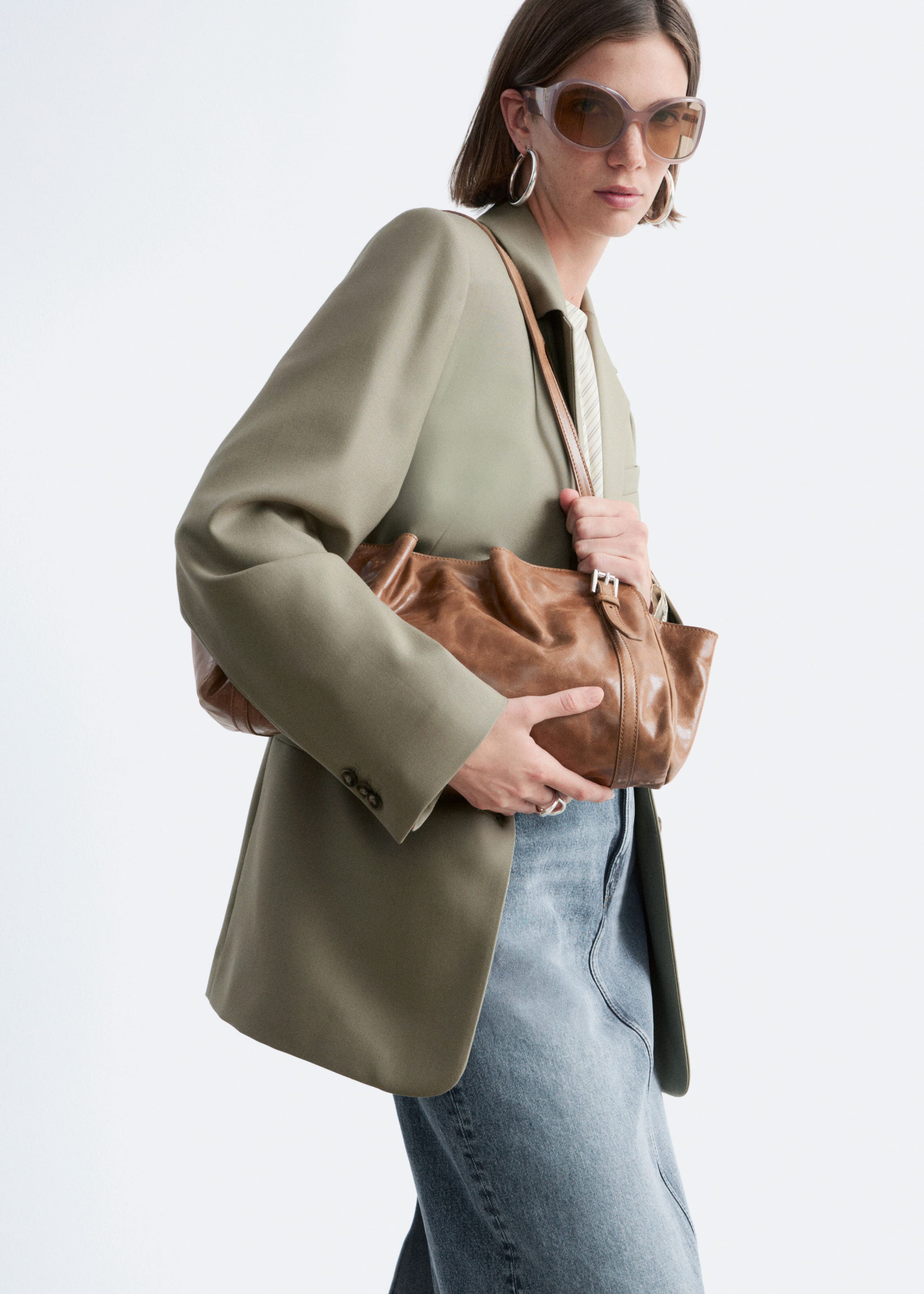 Image of Low-profile Leather Shoulder Bag