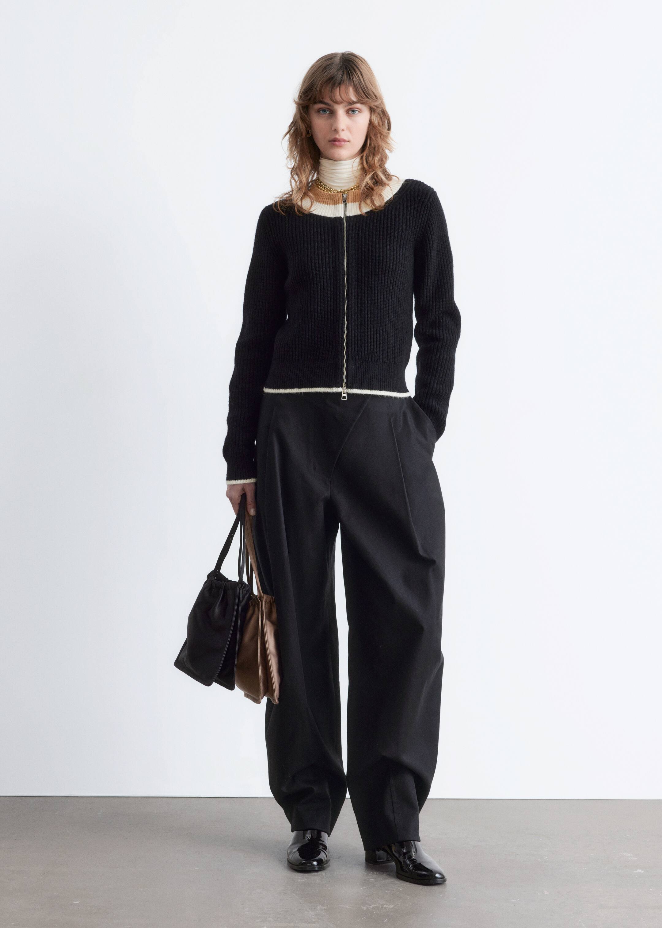 Agrandir l'image: Cardigan zippé aux bordures contrastées - Noir - FEMME | H&M FR 2