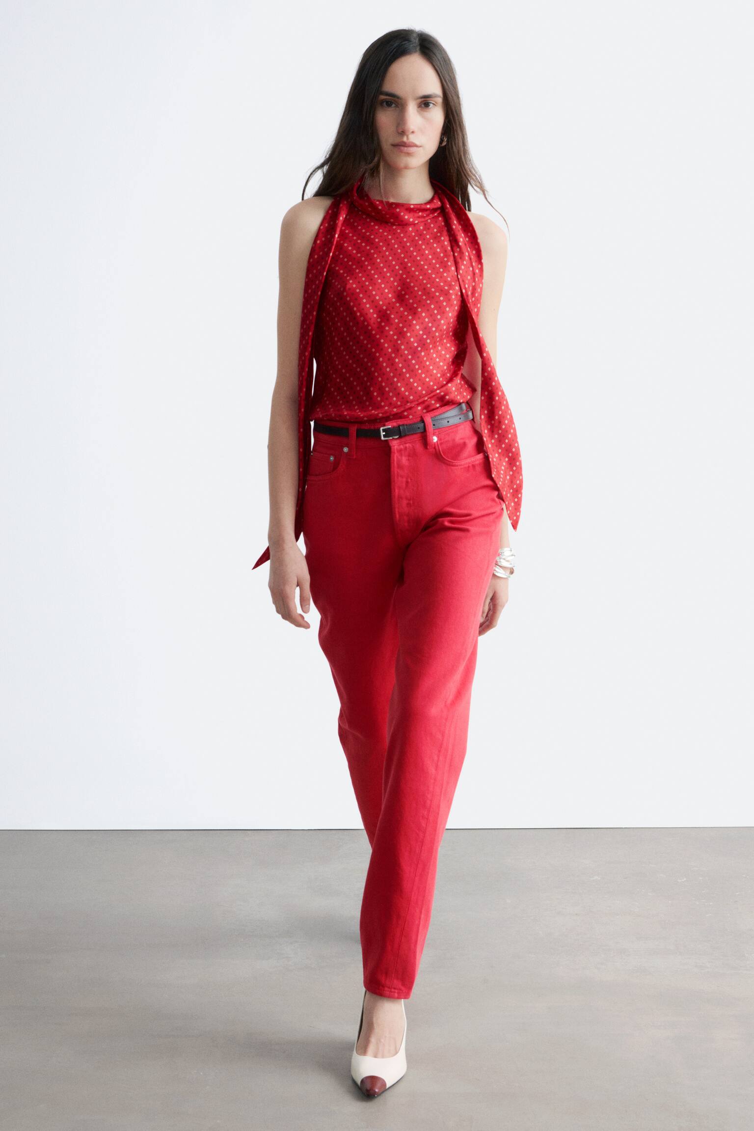 Jeans a gamba dritta - Rosso brillante - 3