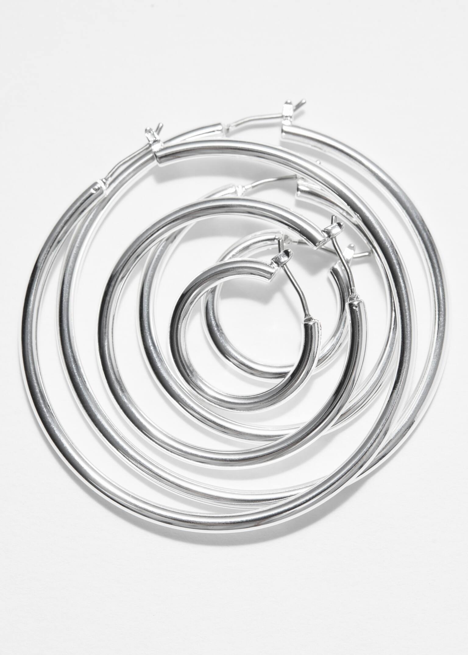 Hoop-Ohrringe im Set - Silber/Gold - 2