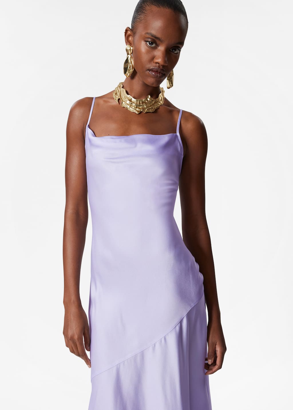 Vestido midi lencero de satén - Estampado de leopardo - Lookbook