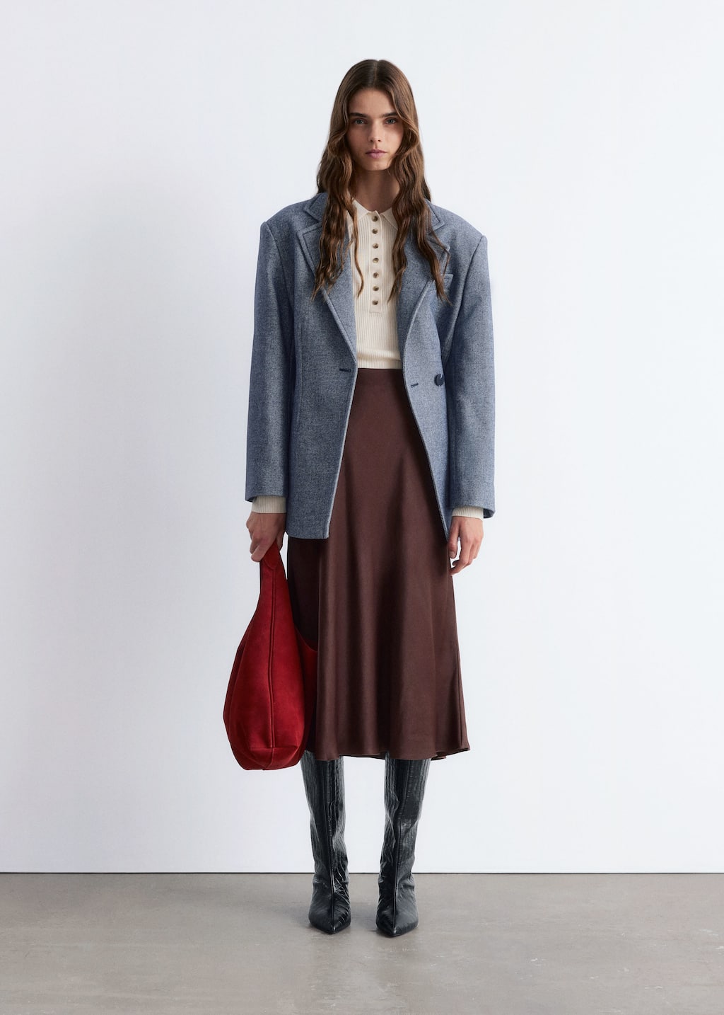 Image of Satin Midi Skirt