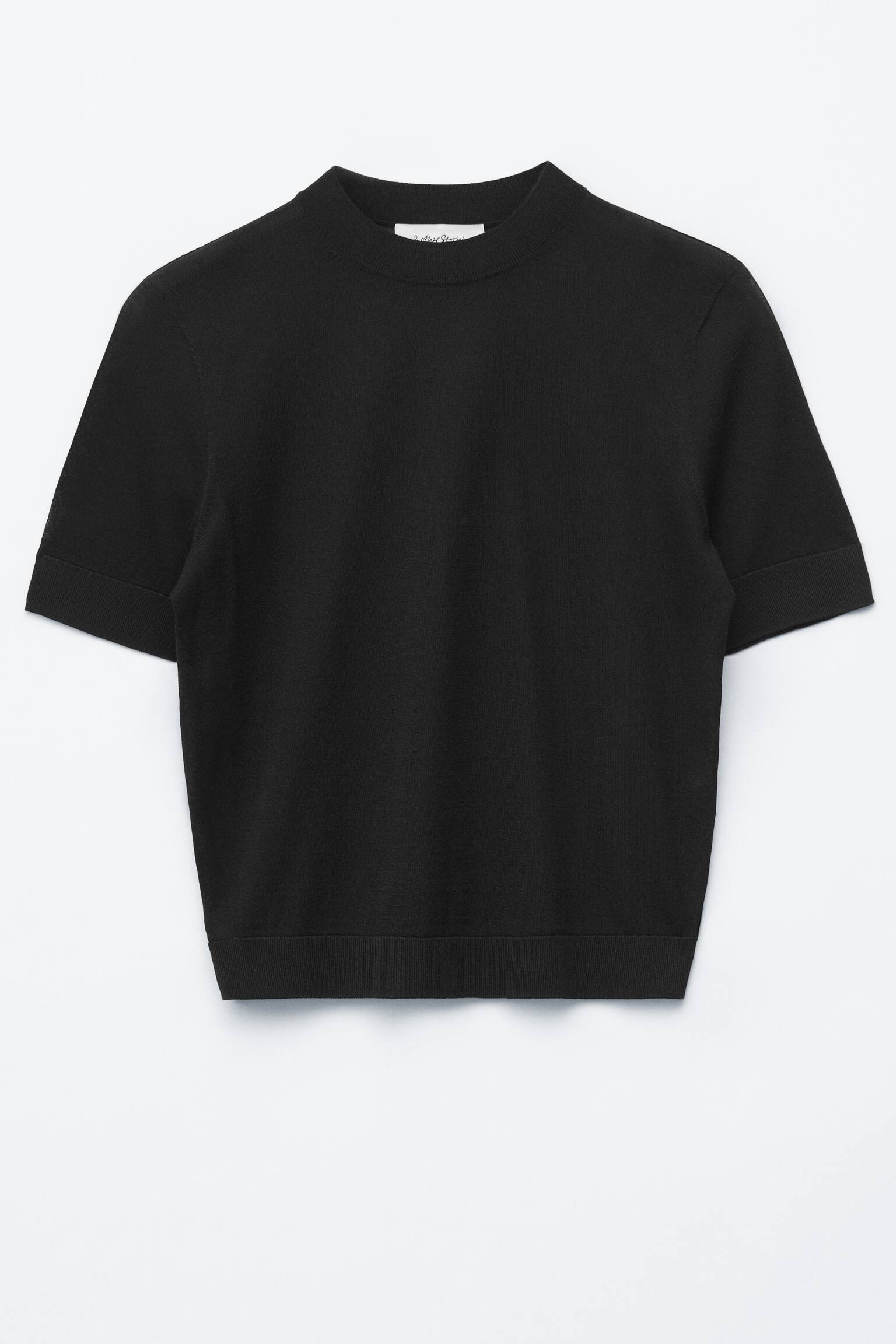 T-shirt in maglia fine - Nero/Blu brillante/Beige - 2