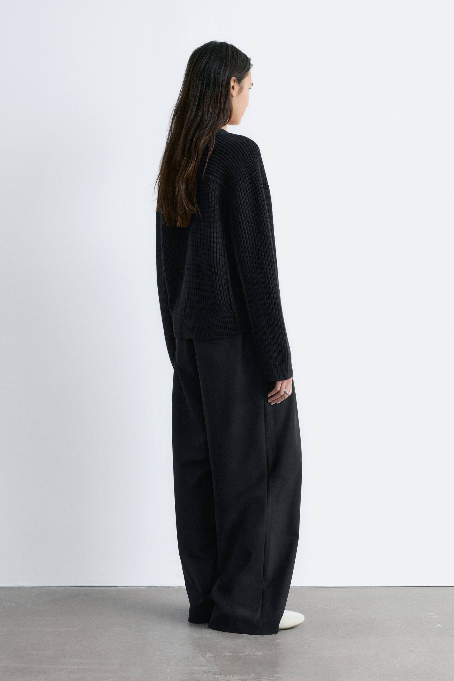 Cardigan en laine mérinos - Noir/Couleur crème - 4