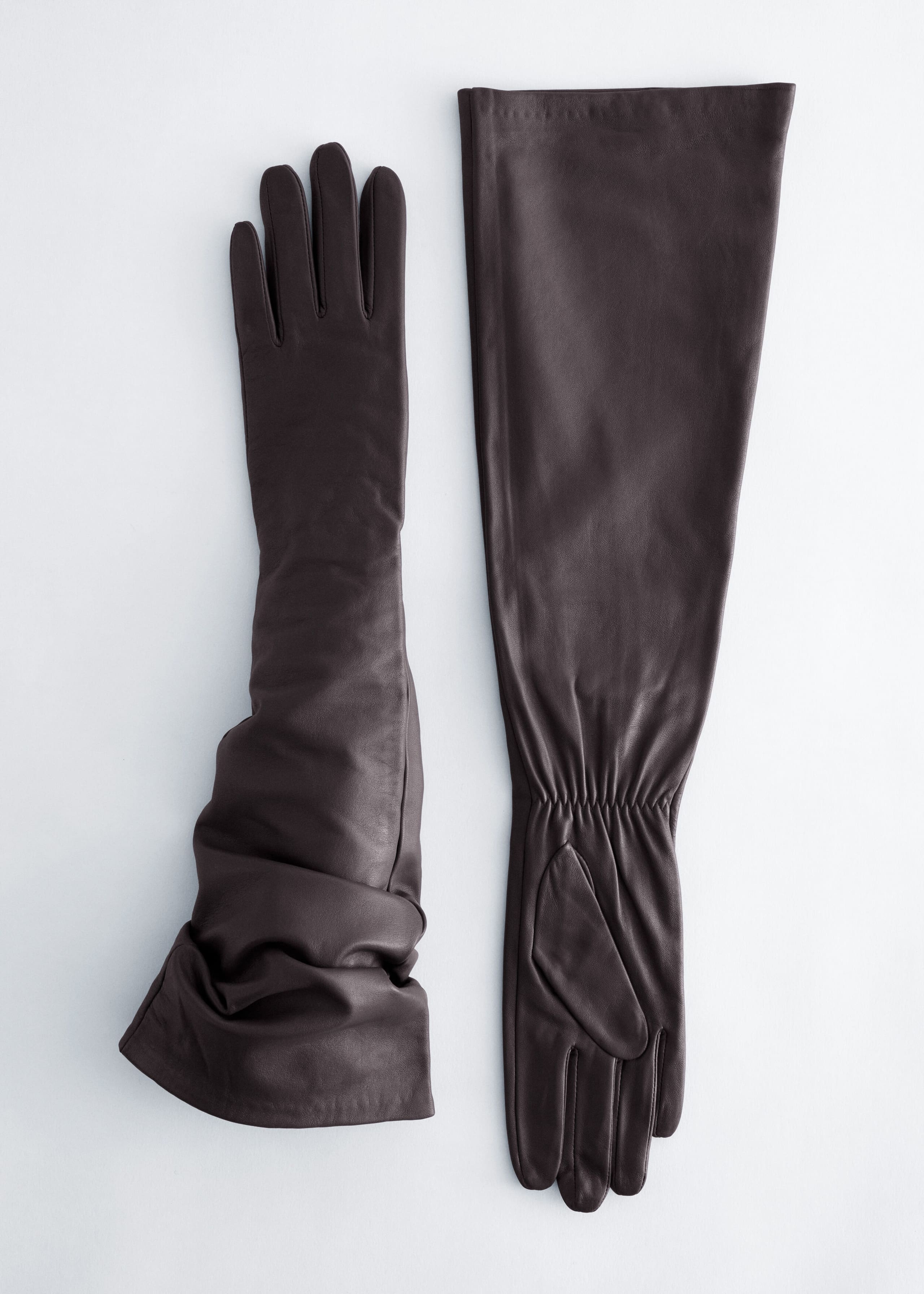 Long Leather Gloves - Dark Brown - Still Life