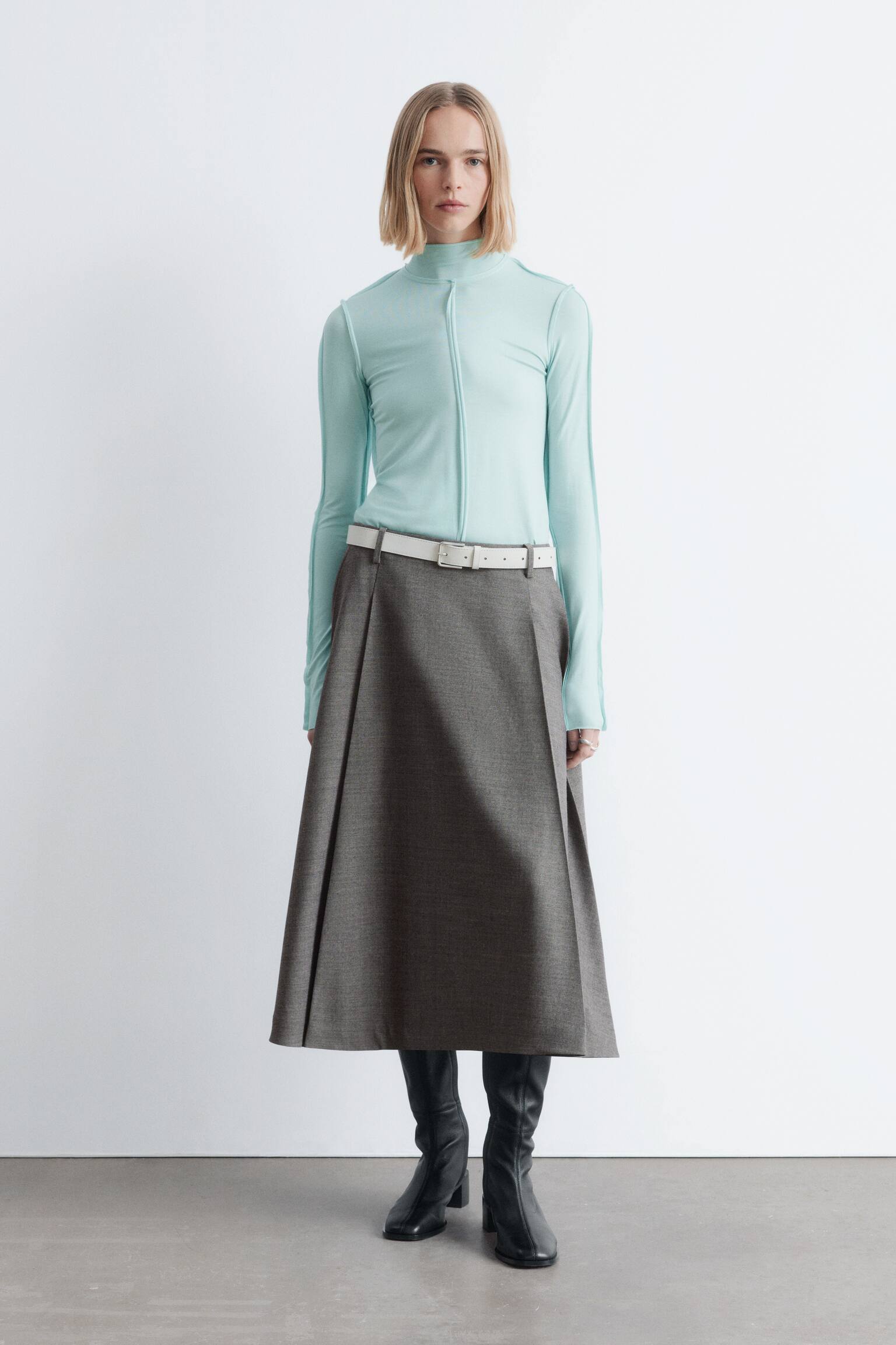 Langærmet turtleneck-top - Turkis/Klar blå - 6