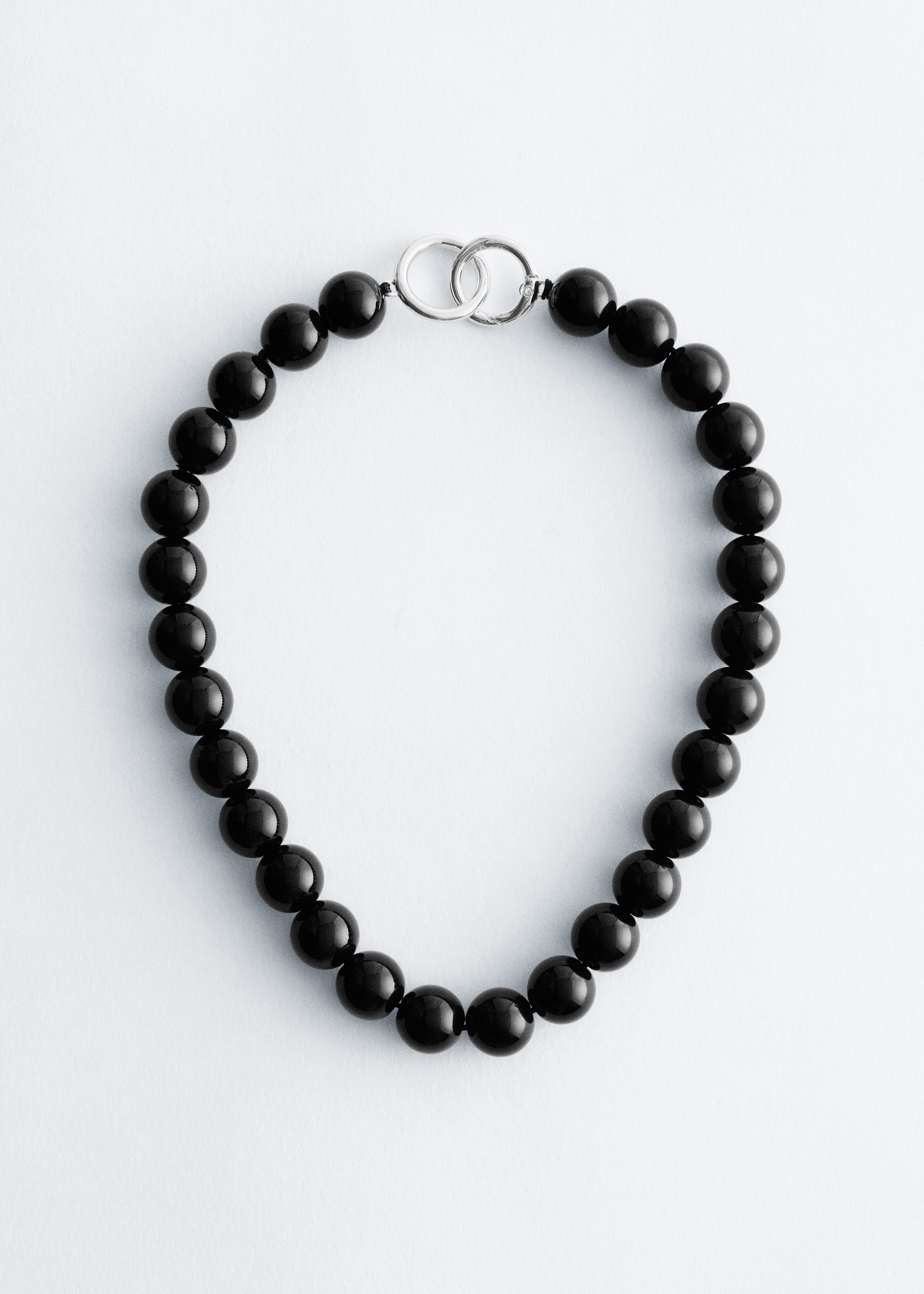Collana corta con perle di pietra - Nero/Verde