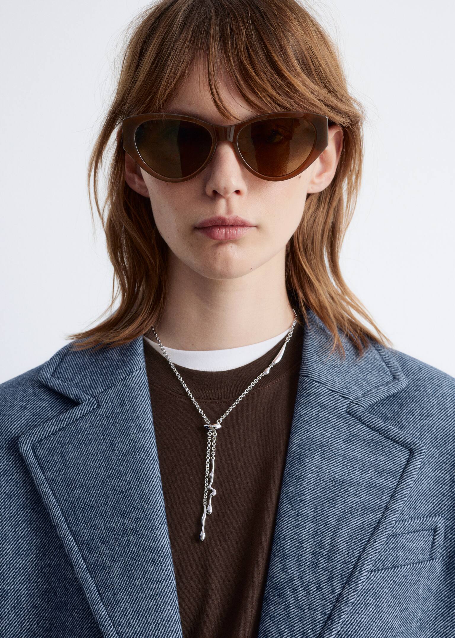 Drop Bead Lariat Necklace - Silver