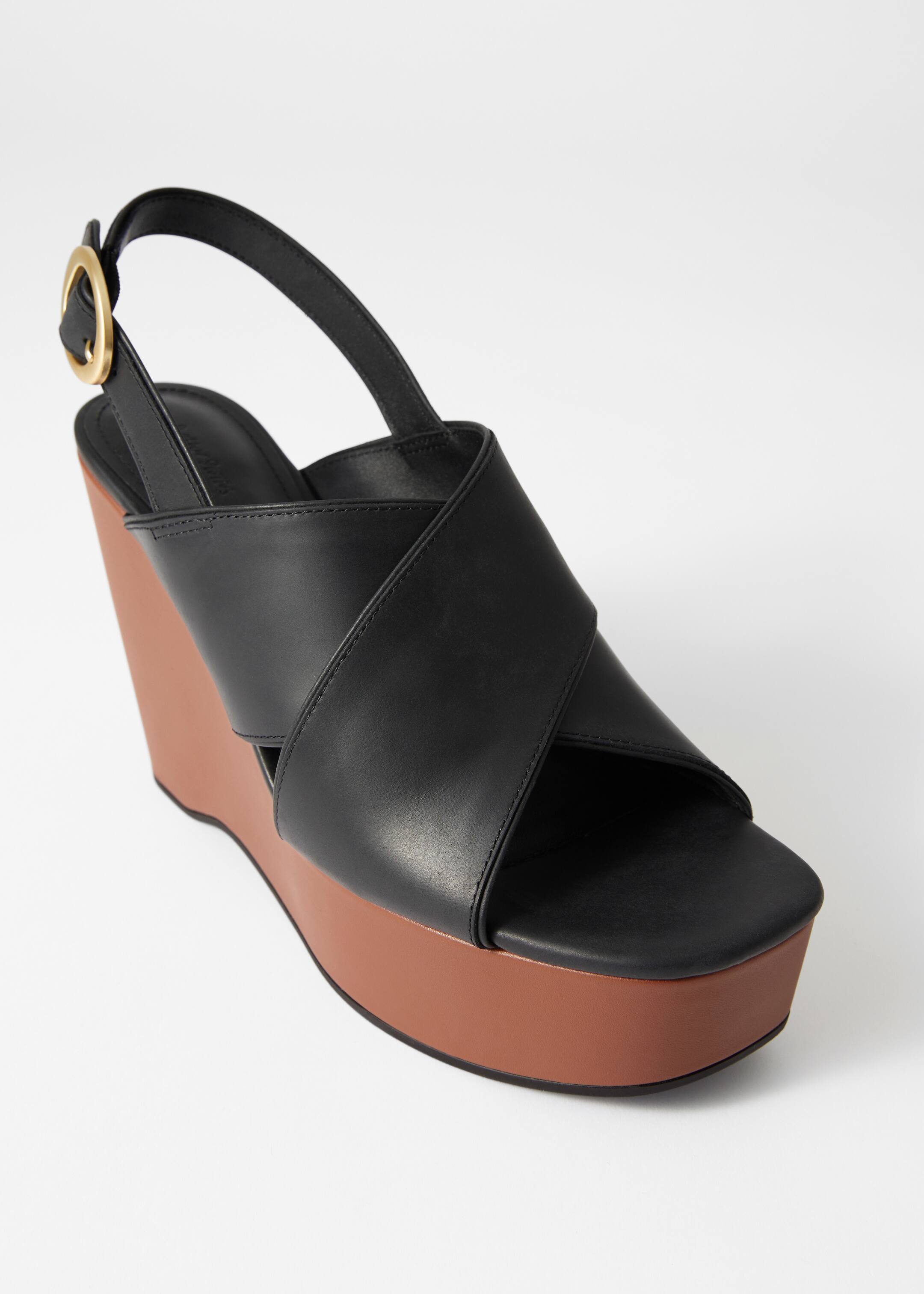 Grösseres Bild ansehen: Plateausandalen aus Leder mit Keilabsatz - Schwarz - DAMEN | H&M CH 6