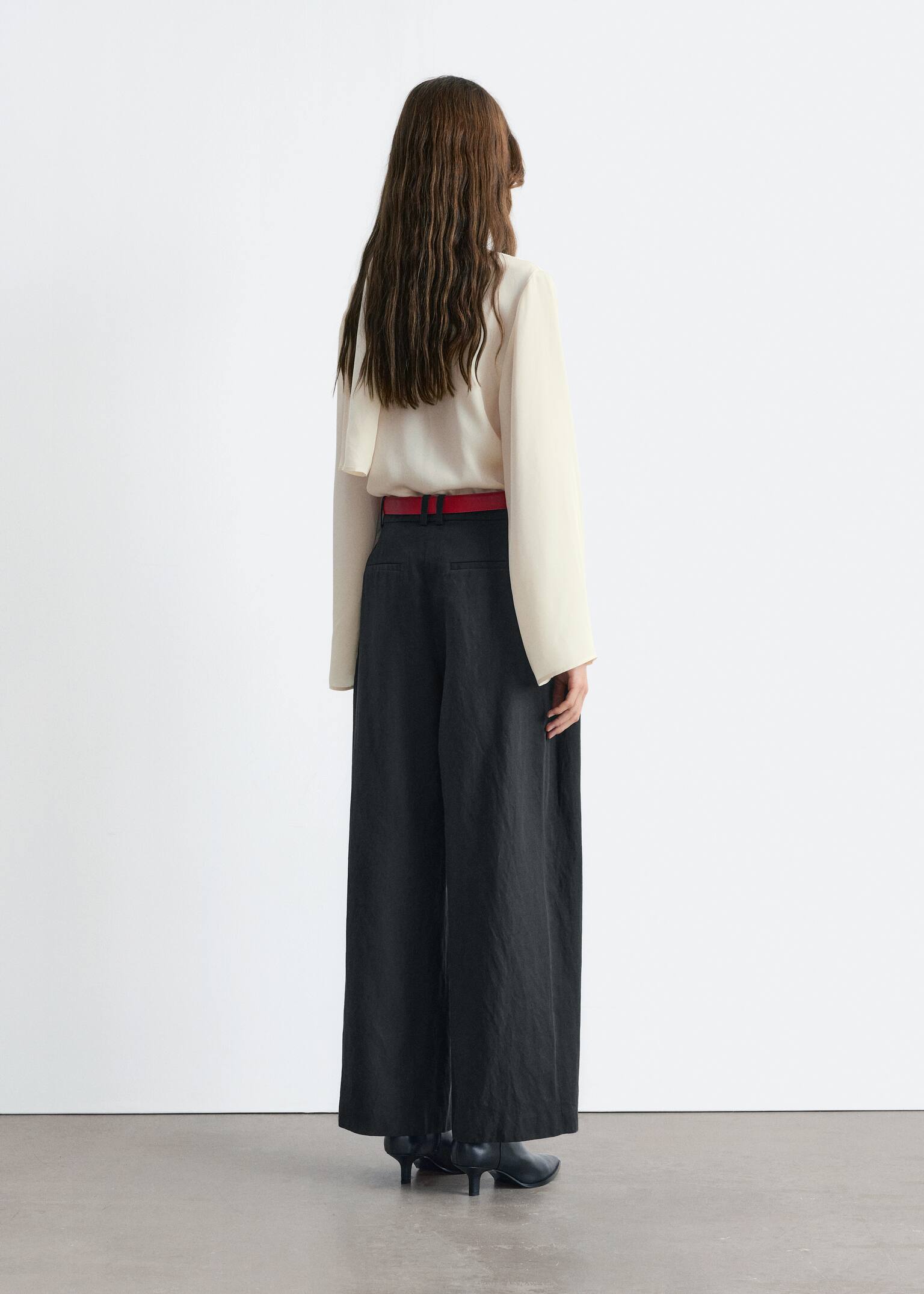 Pantalon large - Noir/Couleur crème - 6