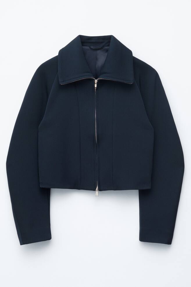 Sculptural-Sleeve Jacket - Navy Blue - 1