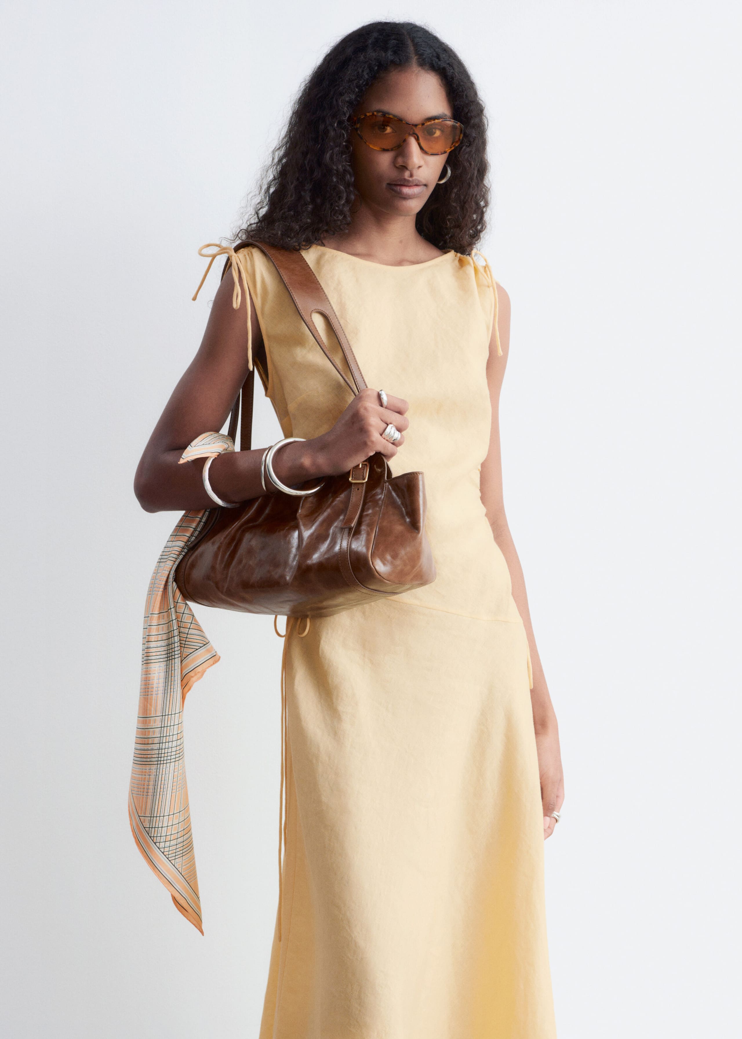 Image of Ausgestelltes Midikleid aus Leinen