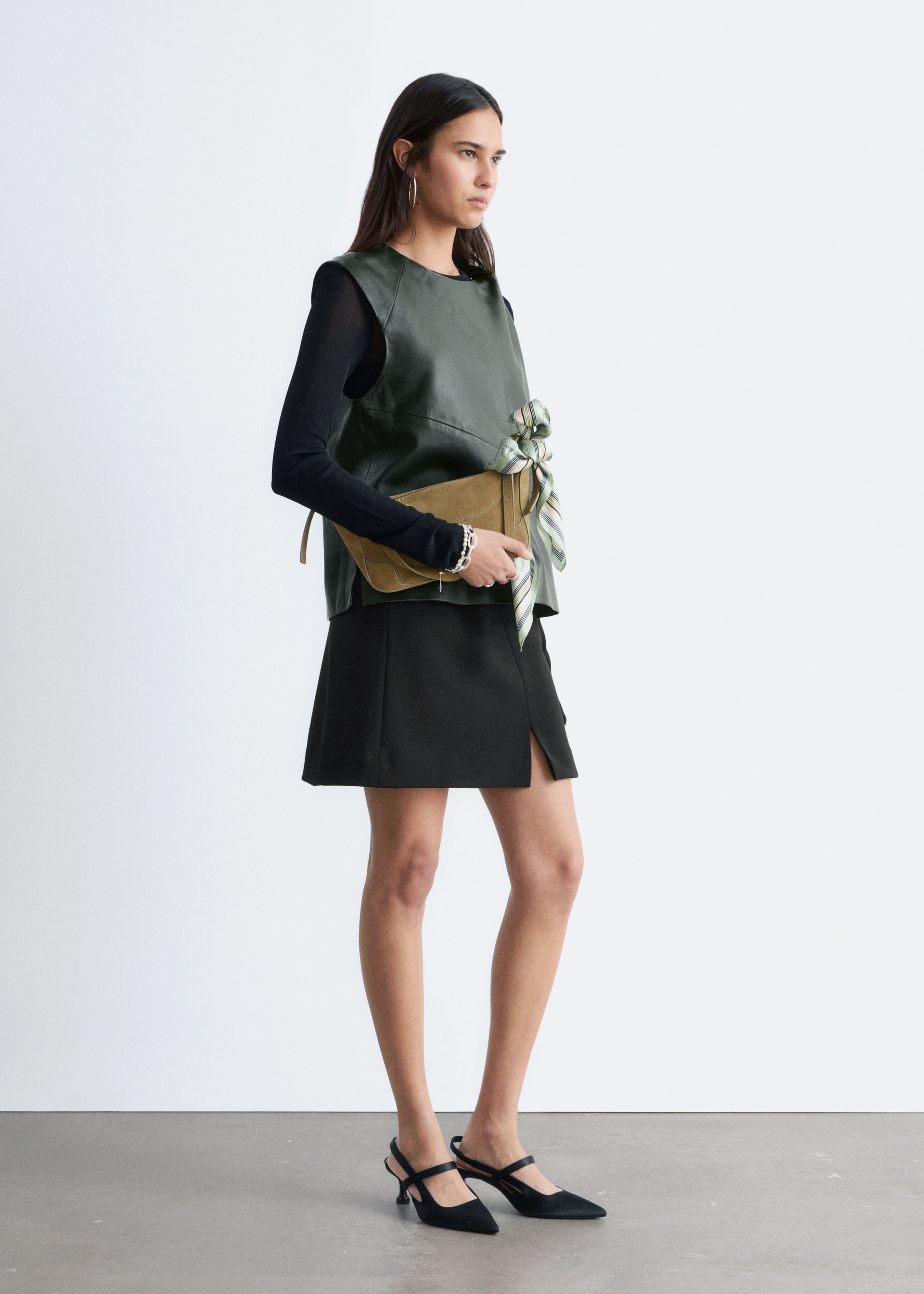 Image of Twist-Shoulder Leather Top