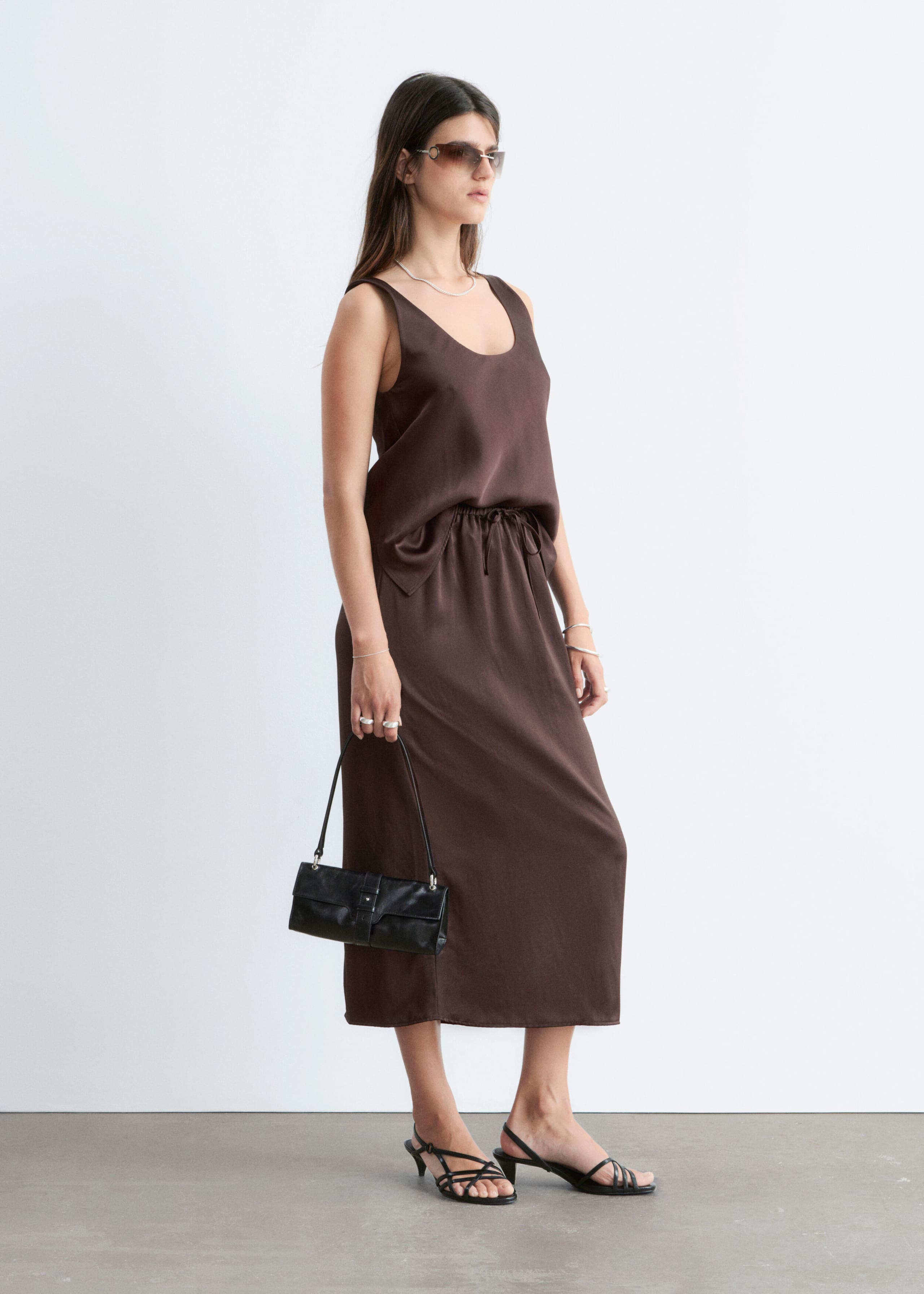Image of Drawstring Midi Skirt