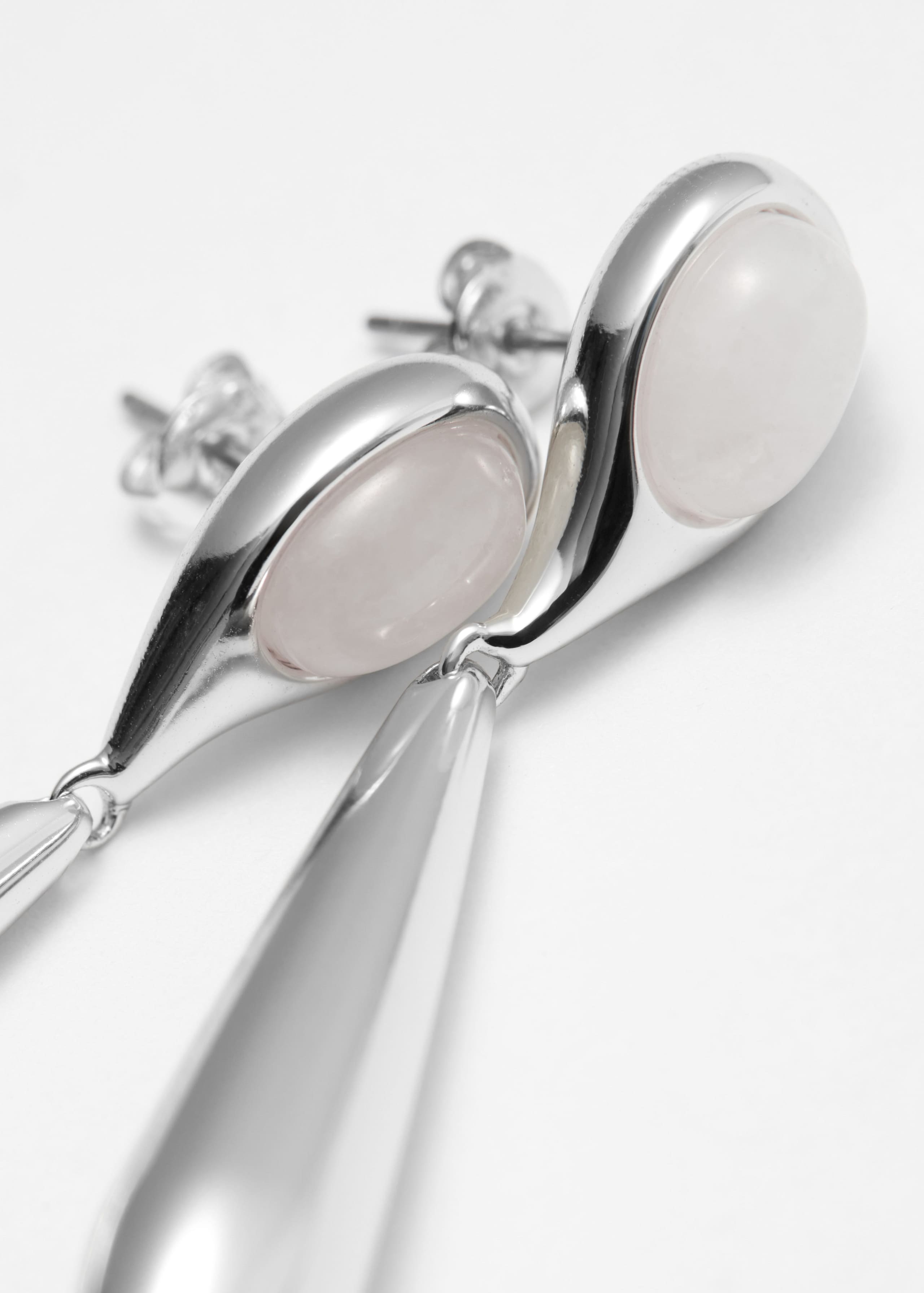 Image of Teardrop-Pendant Stone Earrings