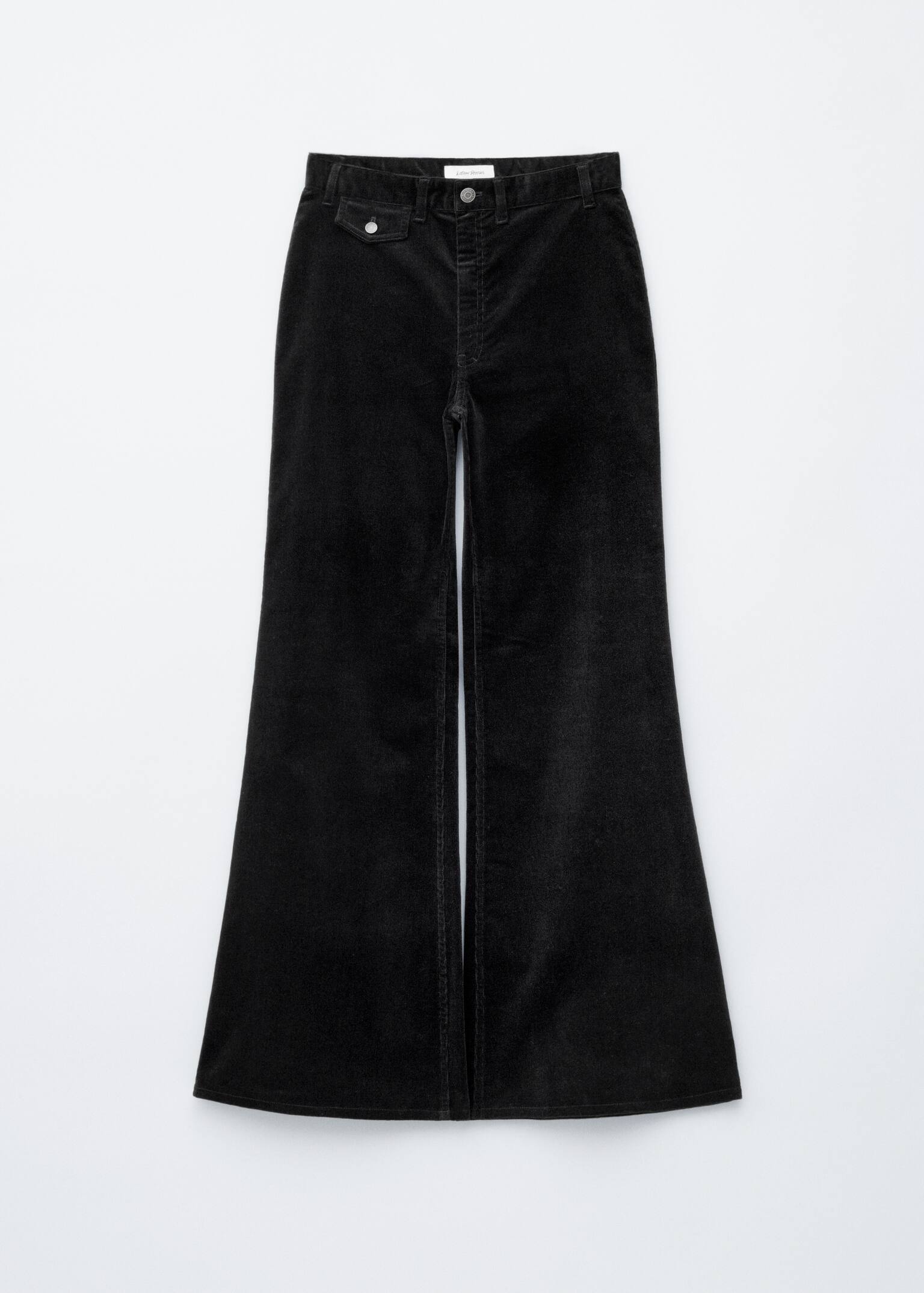 Pantaloni evazați din catifea reiată - Negru/Medium Brown - 2