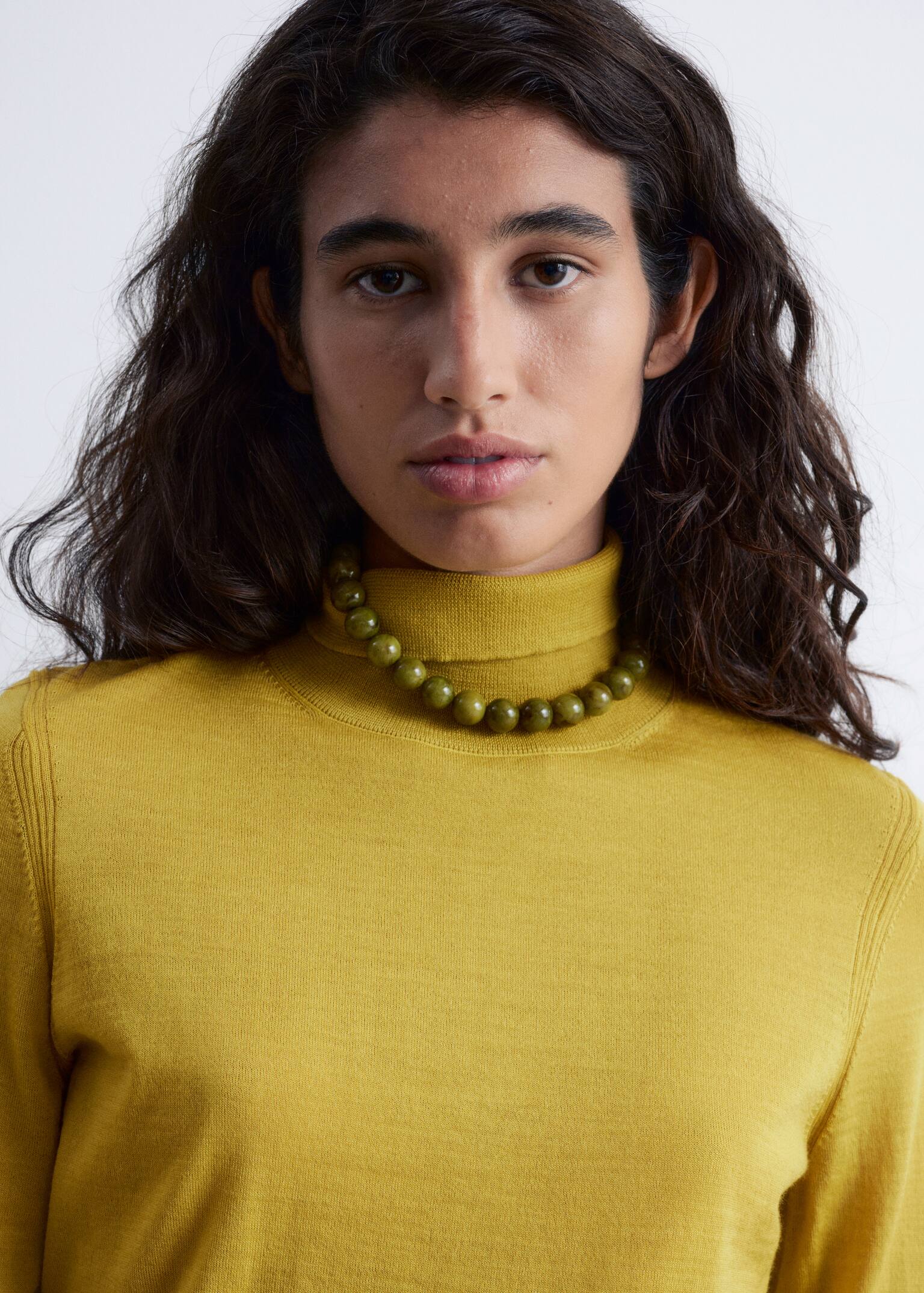 Pull à col roulé en maille fine - Jaune/Marron foncé/Bleu foncé/Violet clair/Rose - 3