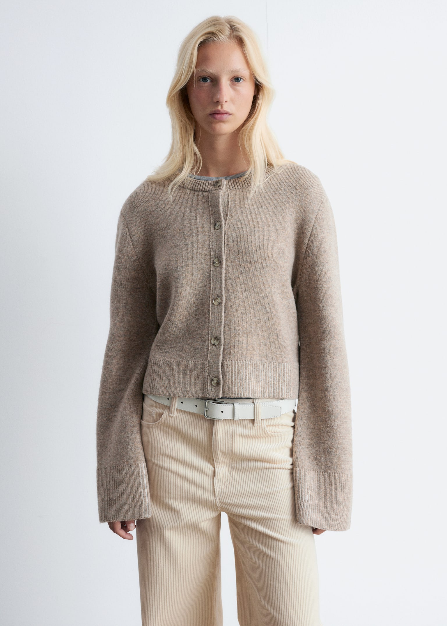Cardigan court - Taupe/Gris foncé - 4