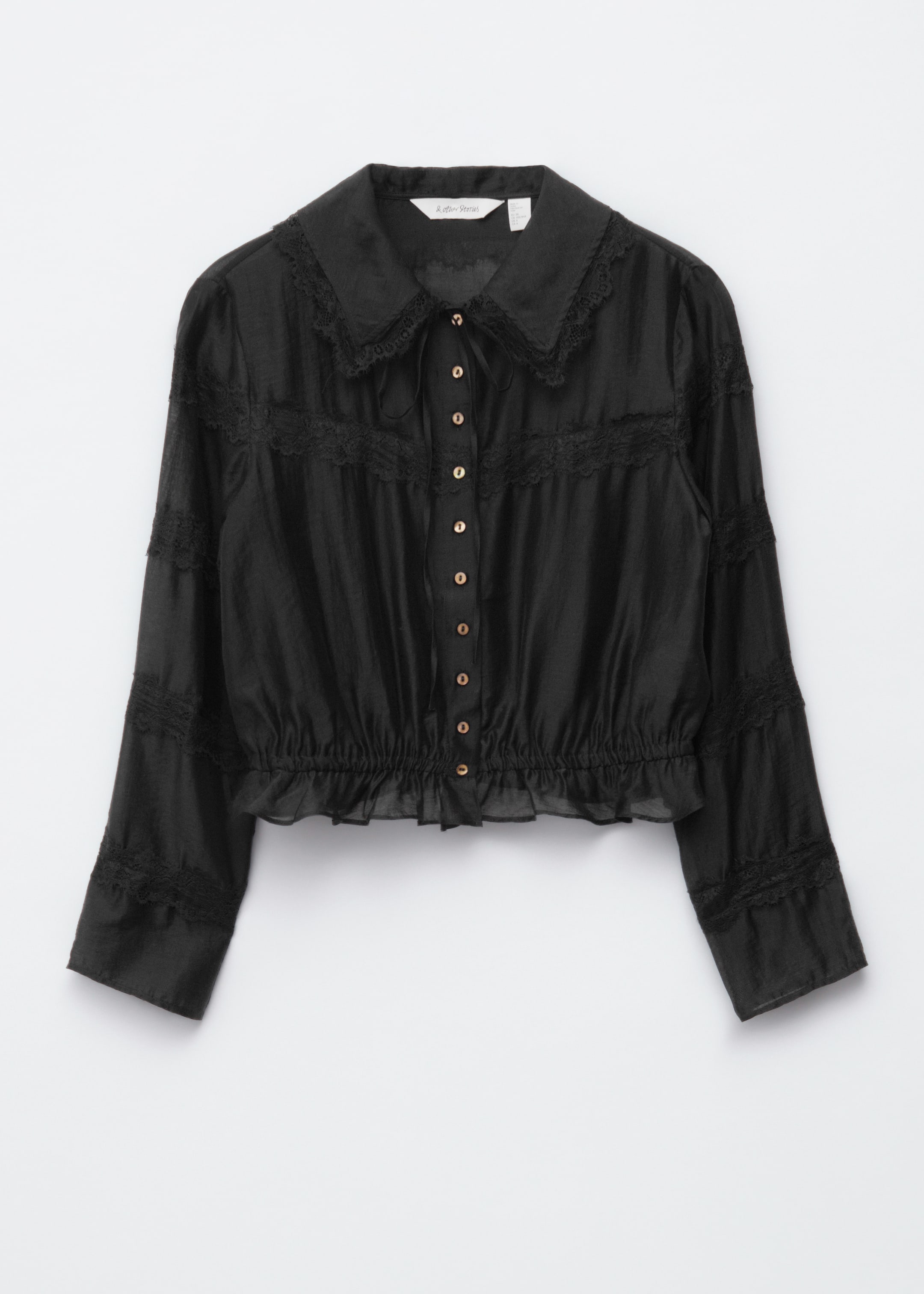 Visa större bild: Långärmad spetsblus - Svart - DAM | H&M SE 7
