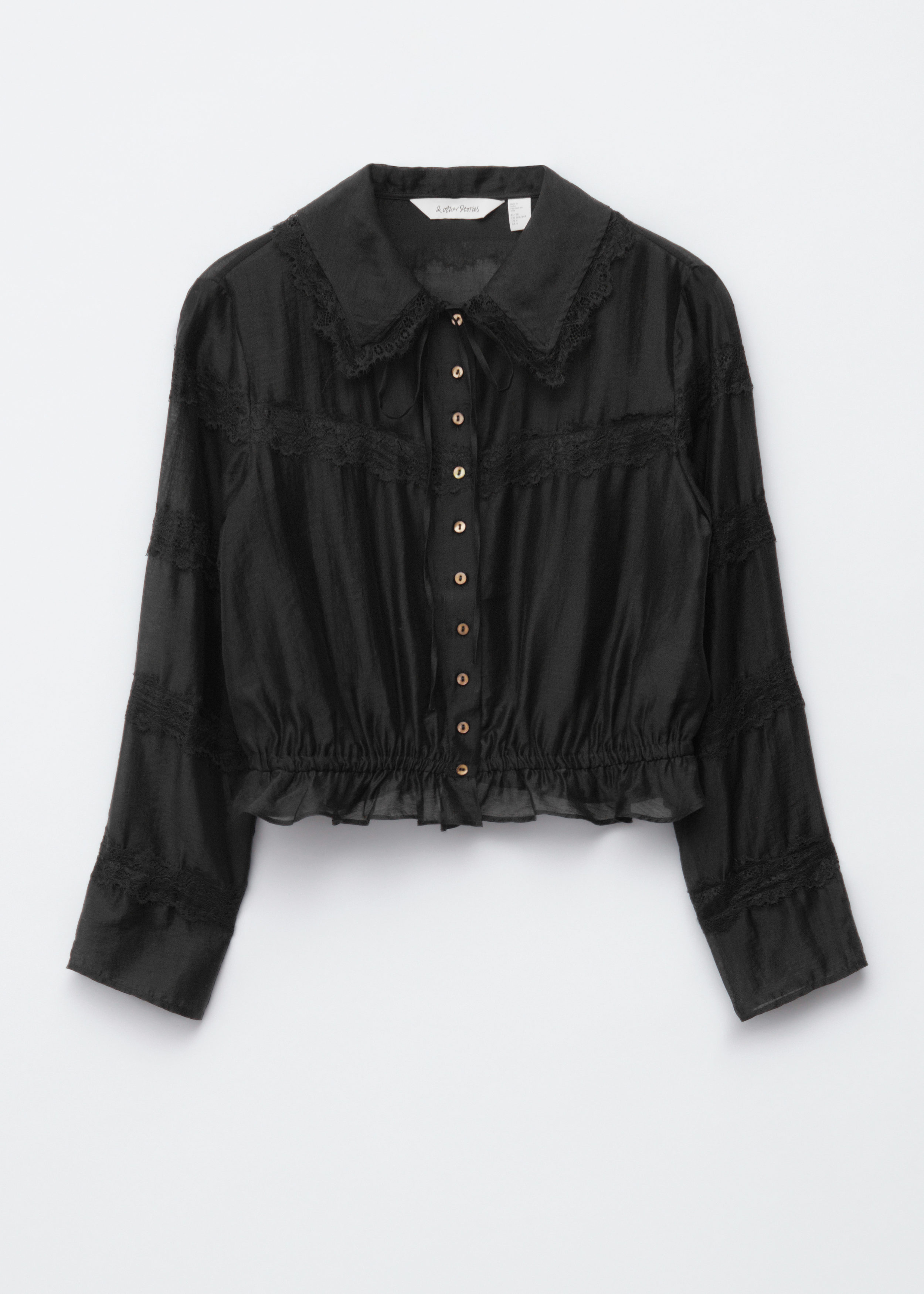 Long-Sleeve Lace Blouse - Black - Blouses - \u0026 Other Stories US, image size:2560x3584