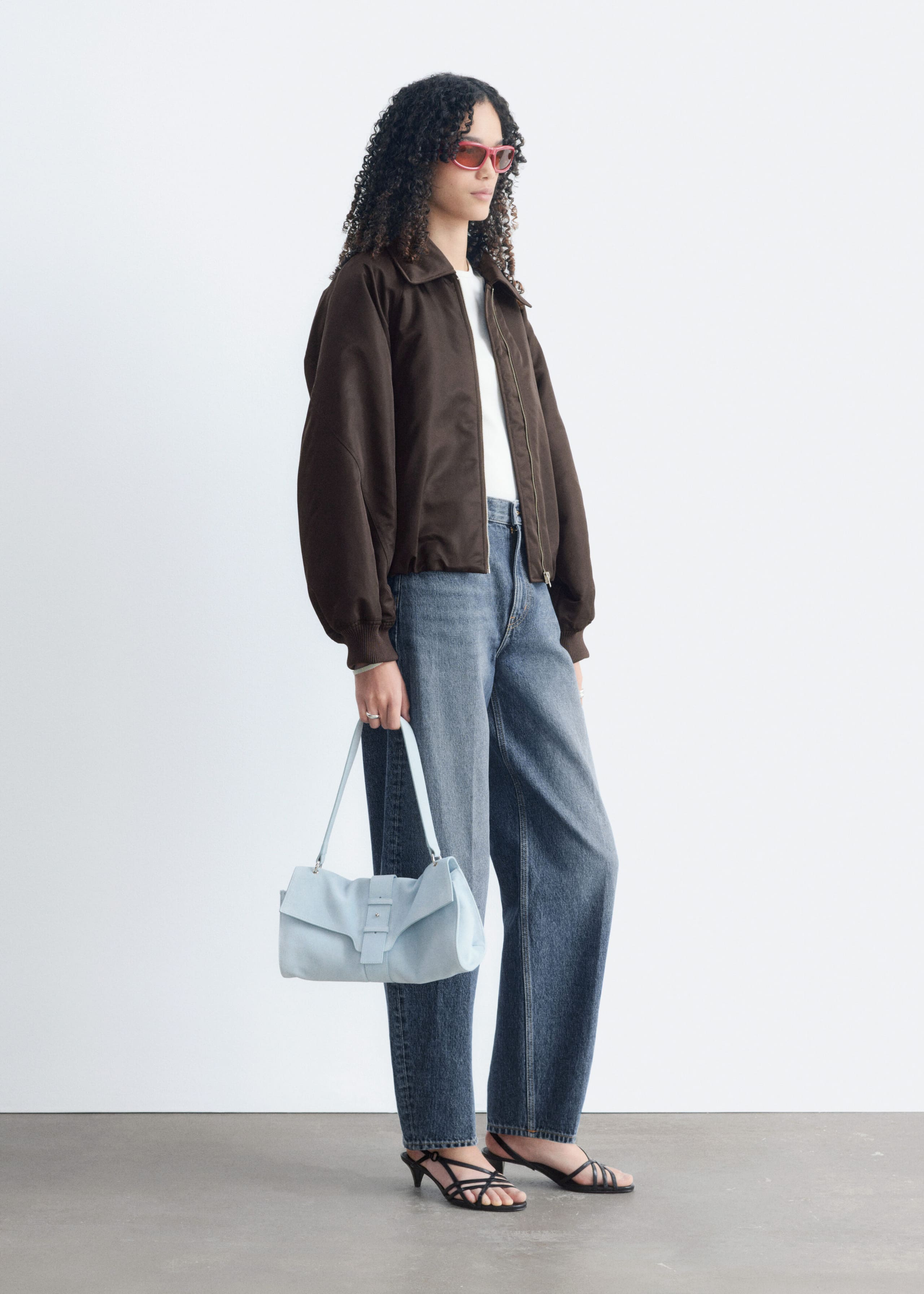 Collared Bomber Jacket - Burgundy - Lookbook