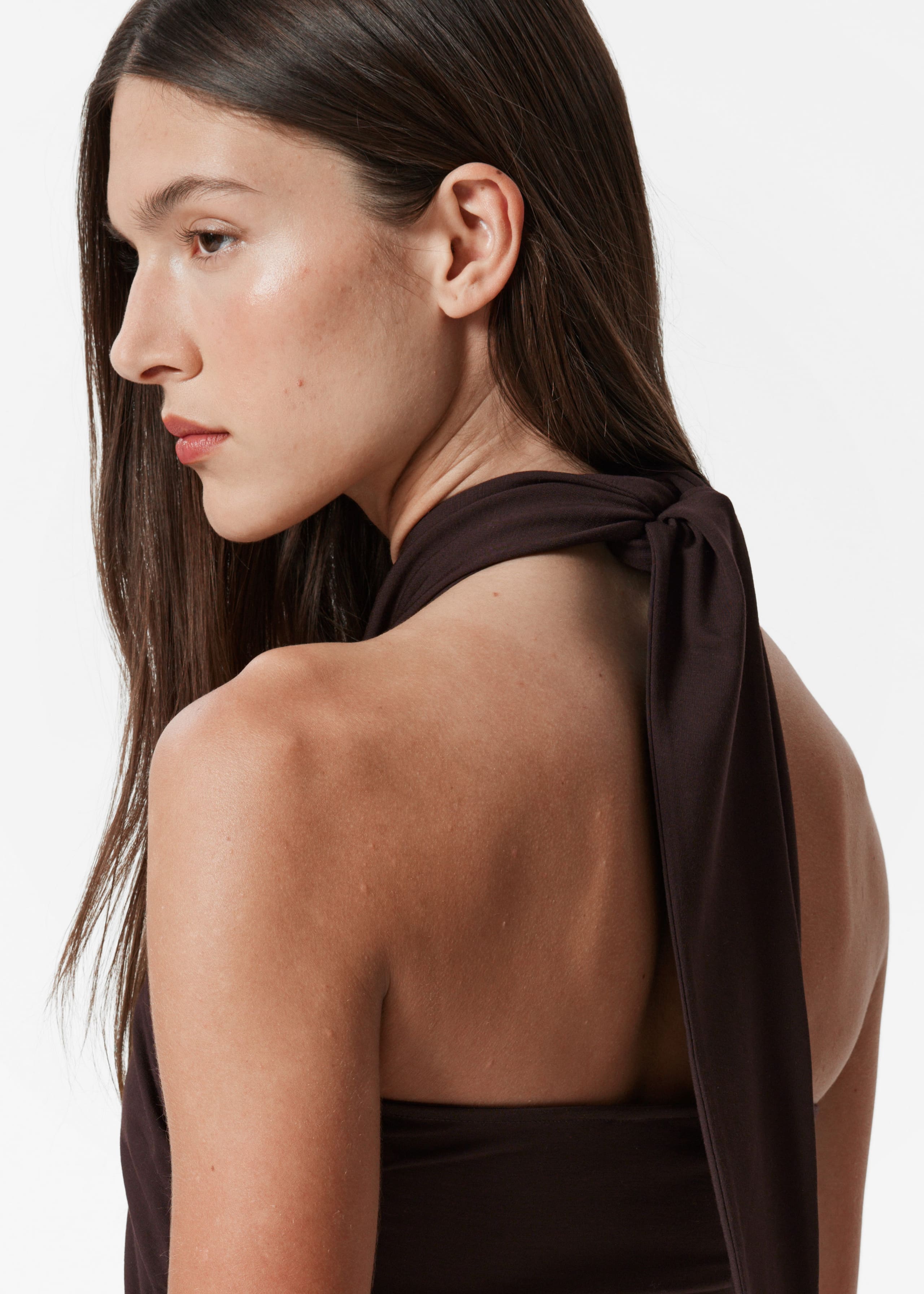 Halterneck Midi Dress - Khaki Green - Lookbook