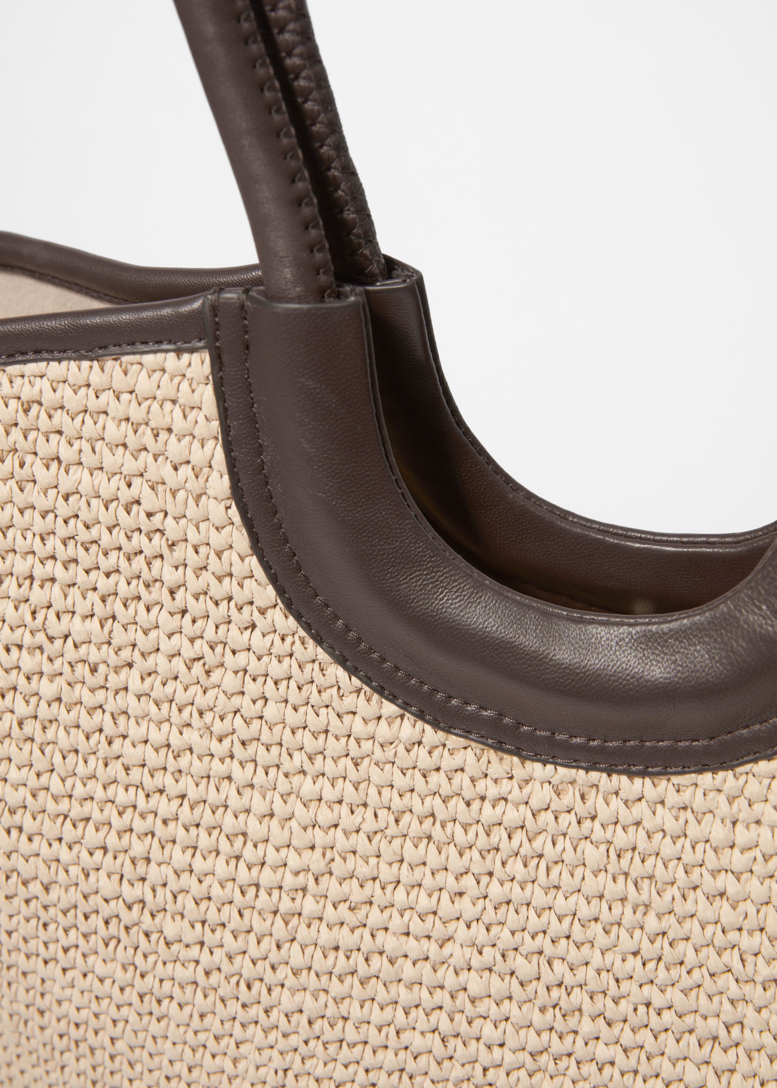 Borsa tote in paglia con dettagli in pelle - {{variantName}} - Descrizione dettagliata