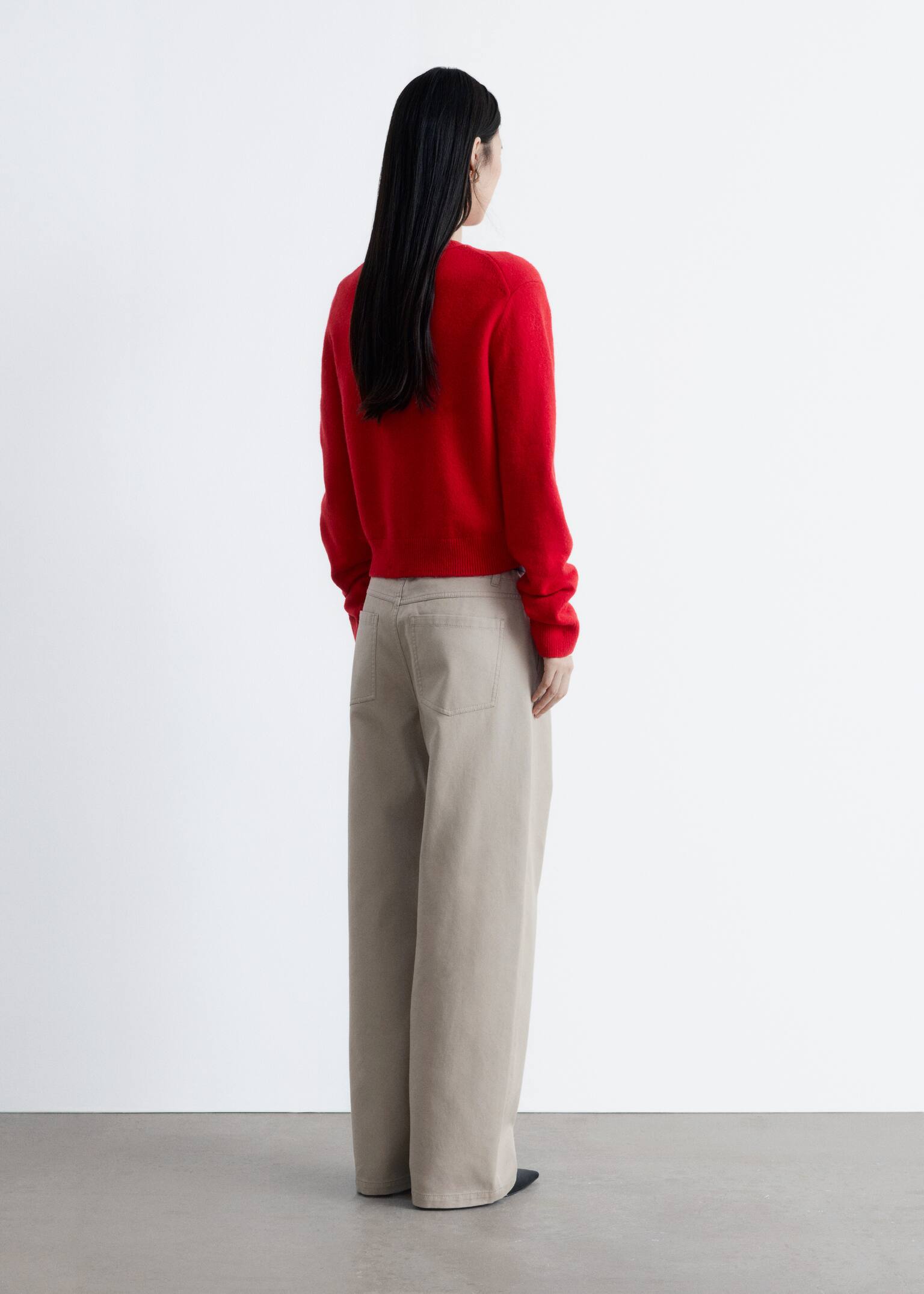 סוודר מתערובת צמר - אדום/שחור/אפור-בז’ מלנג’ בהיר - 6