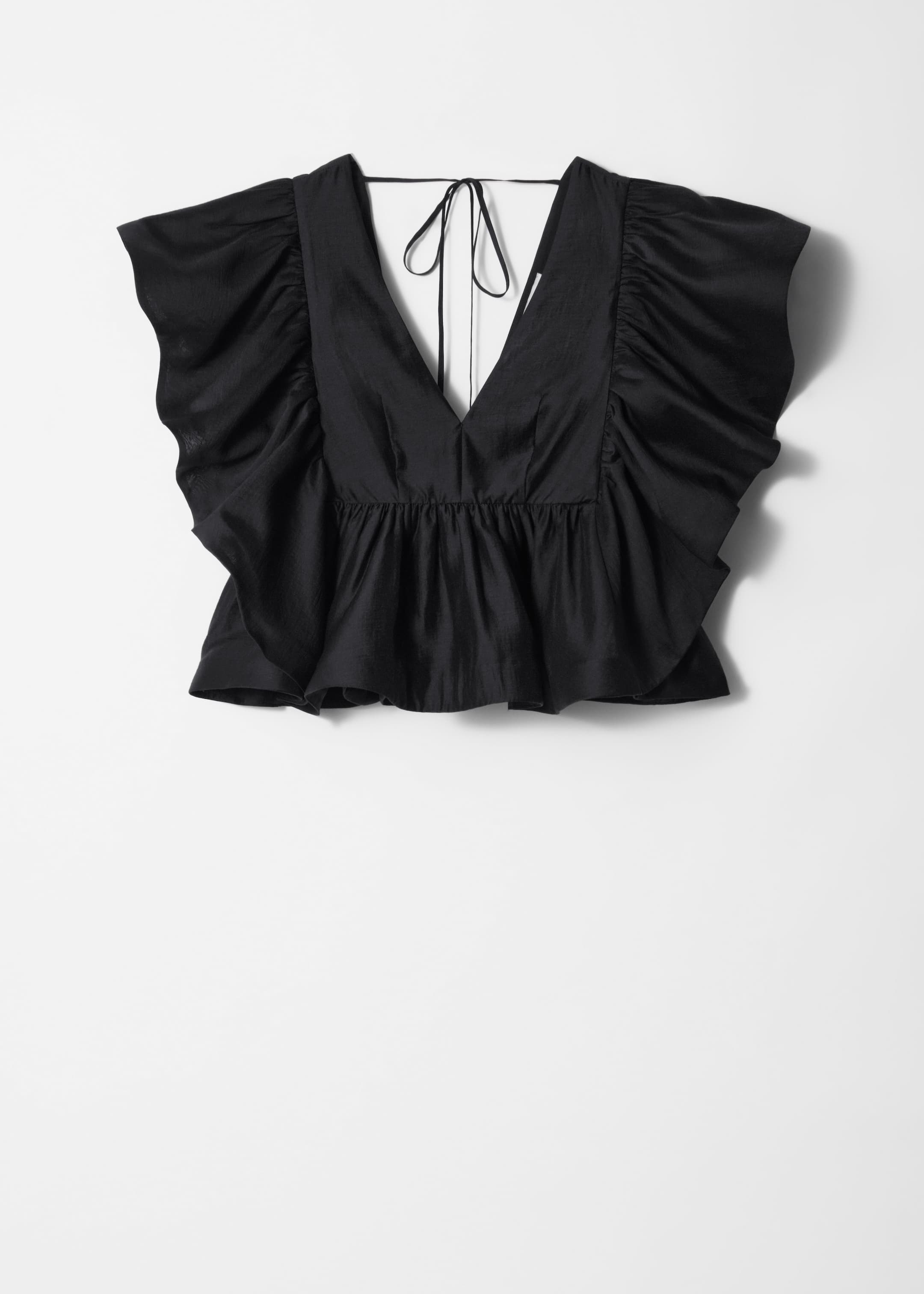 Größeres Bild anzeigen: Bluse mit Rüschen und V-Ausschnitt - Schwarz - Ladies | H&M AT 4