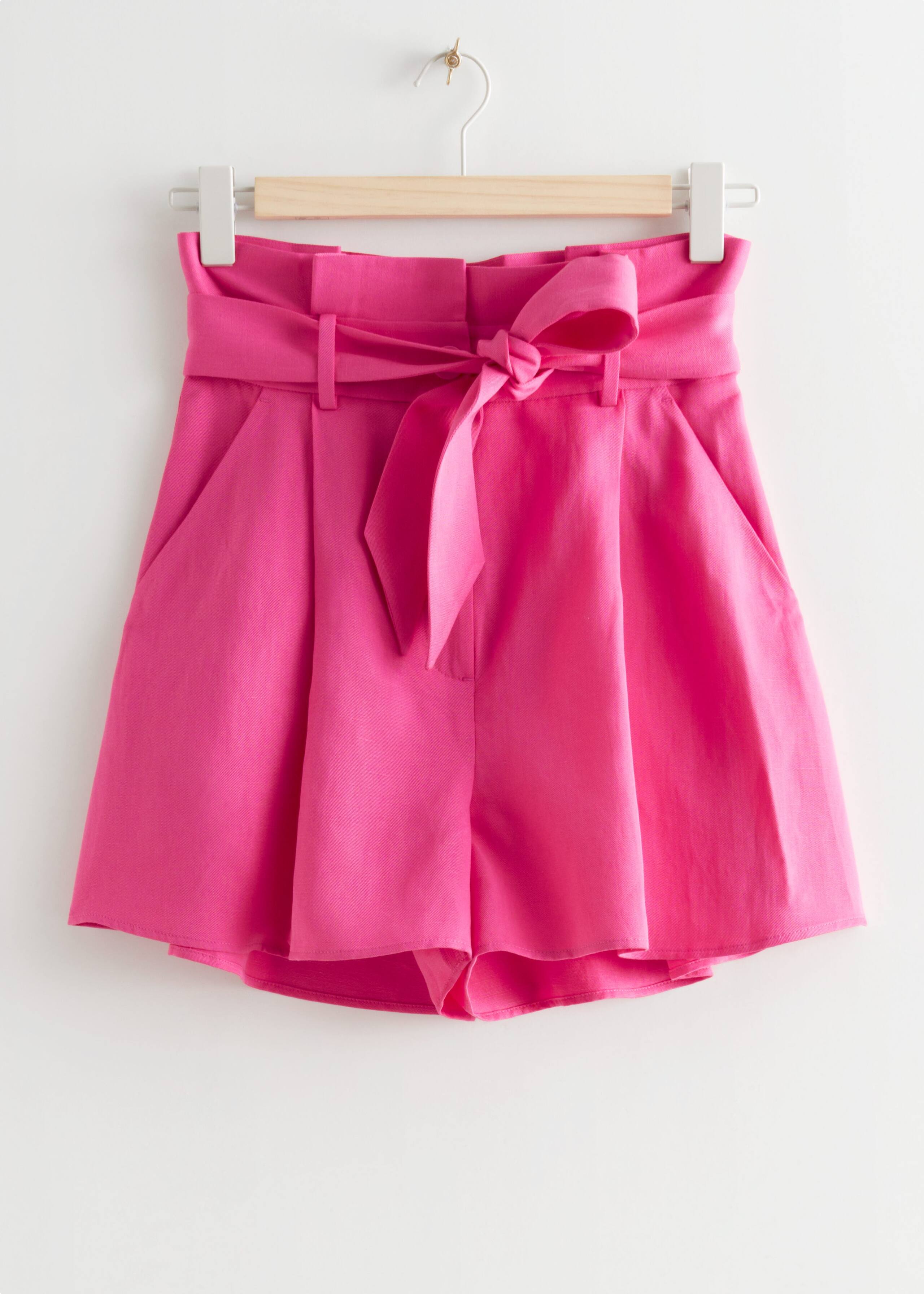 Paperbag Waist Shorts - Pink - Bodegón