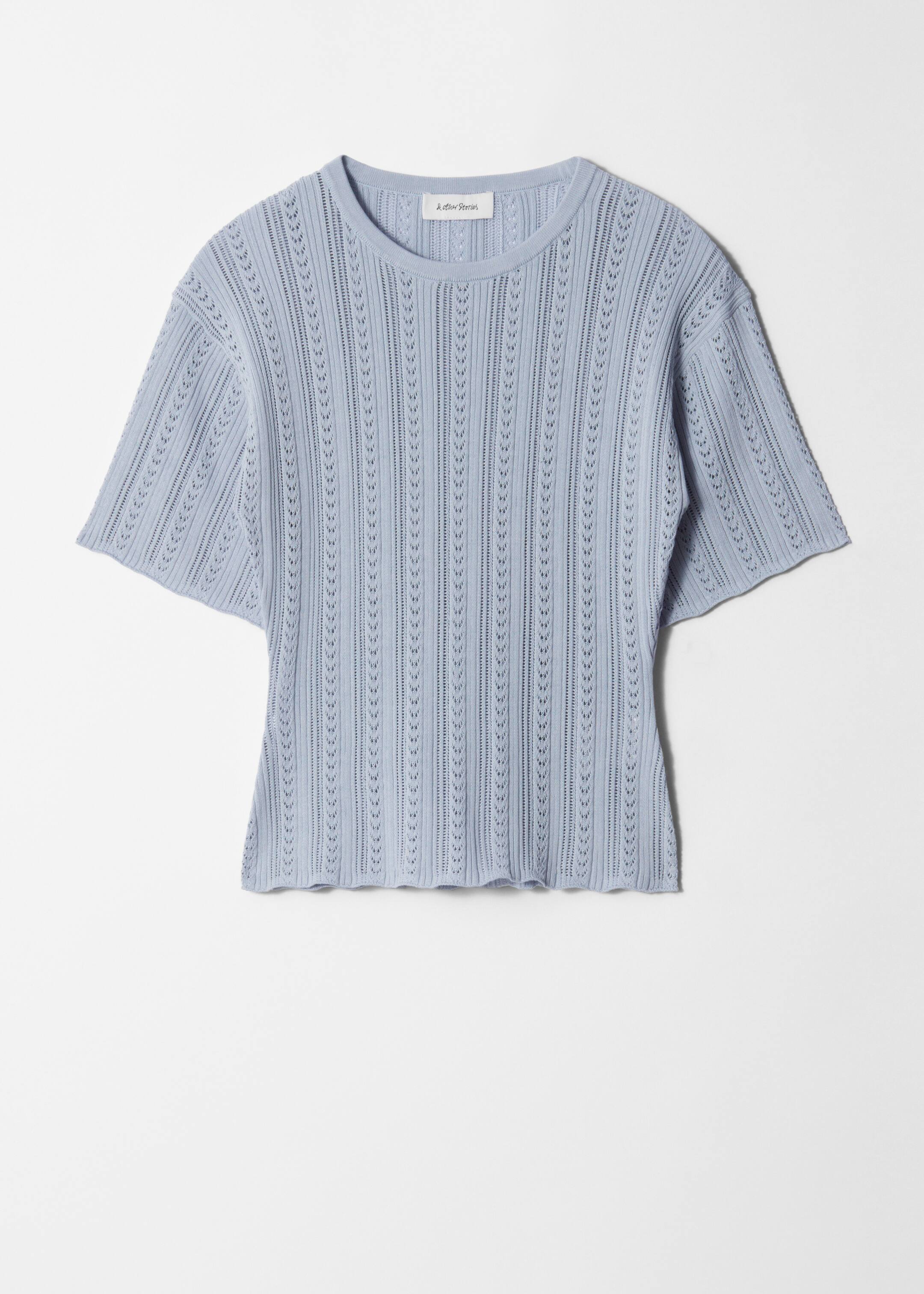 Visualizza immagine più grande: T-shirt in maglia pointelle - Blu polvere - DONNA | H&M IT 5