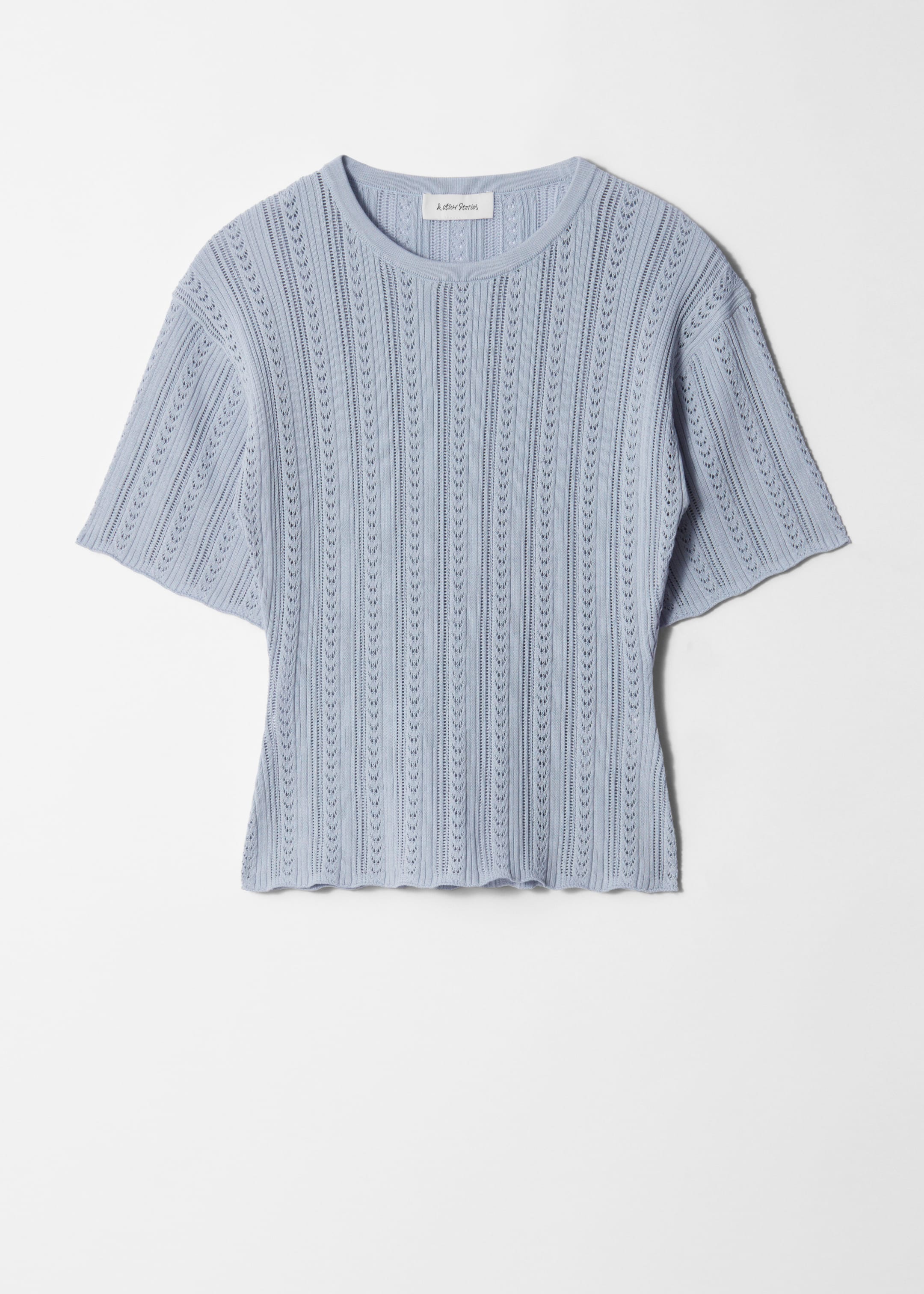 Visa större bild: Pointellestickad t-shirt - Gråblå - DAM | H&M SE 5