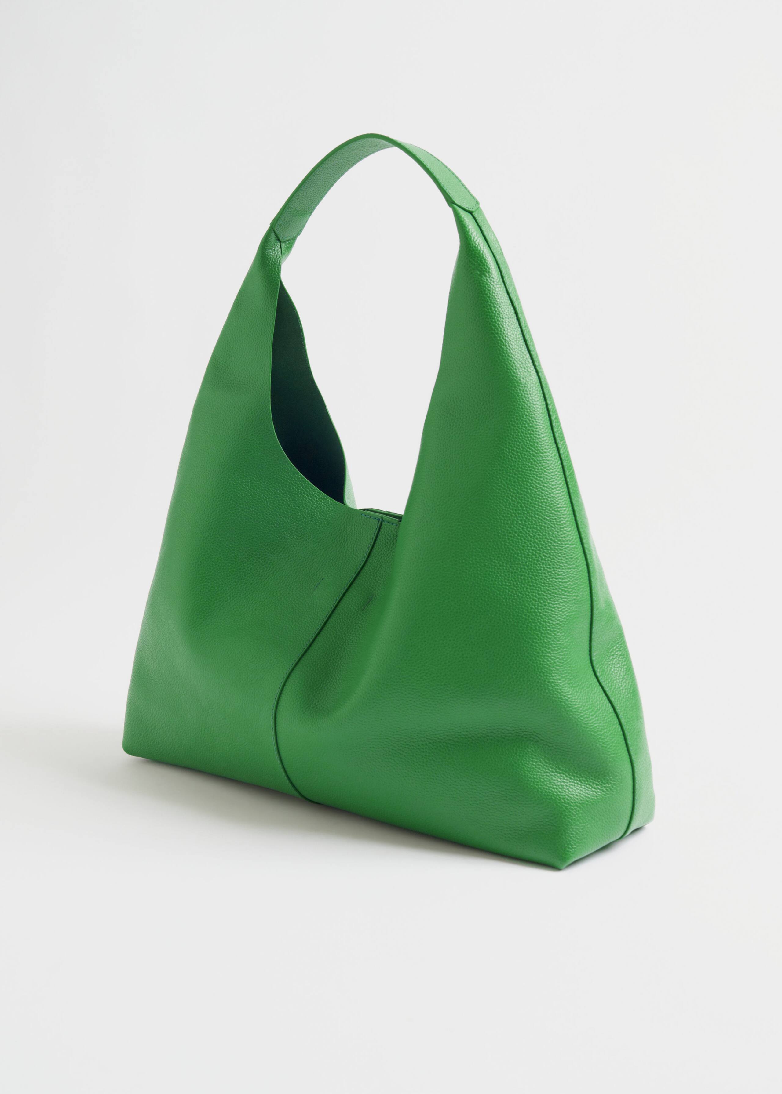 Grainy Leather Tote Bag - Grass green - Still Life