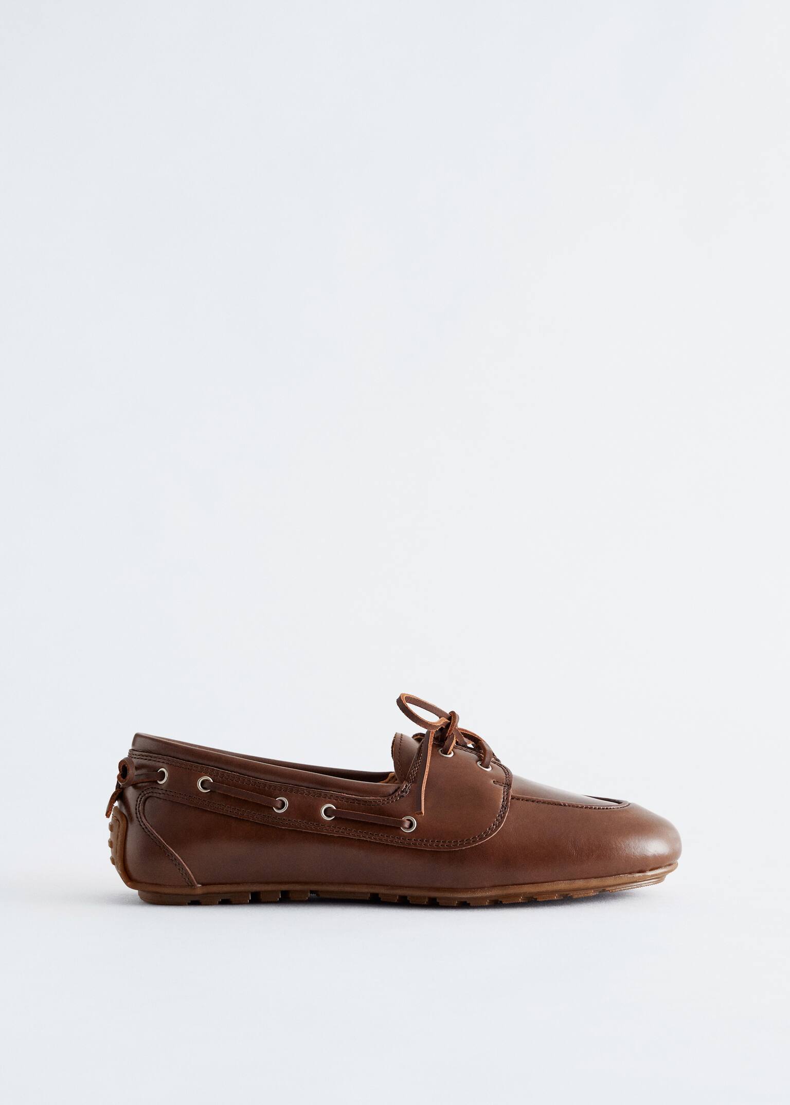 Zapatos de piel estilo náutico - Marrón/Serpiente beige claro - 2