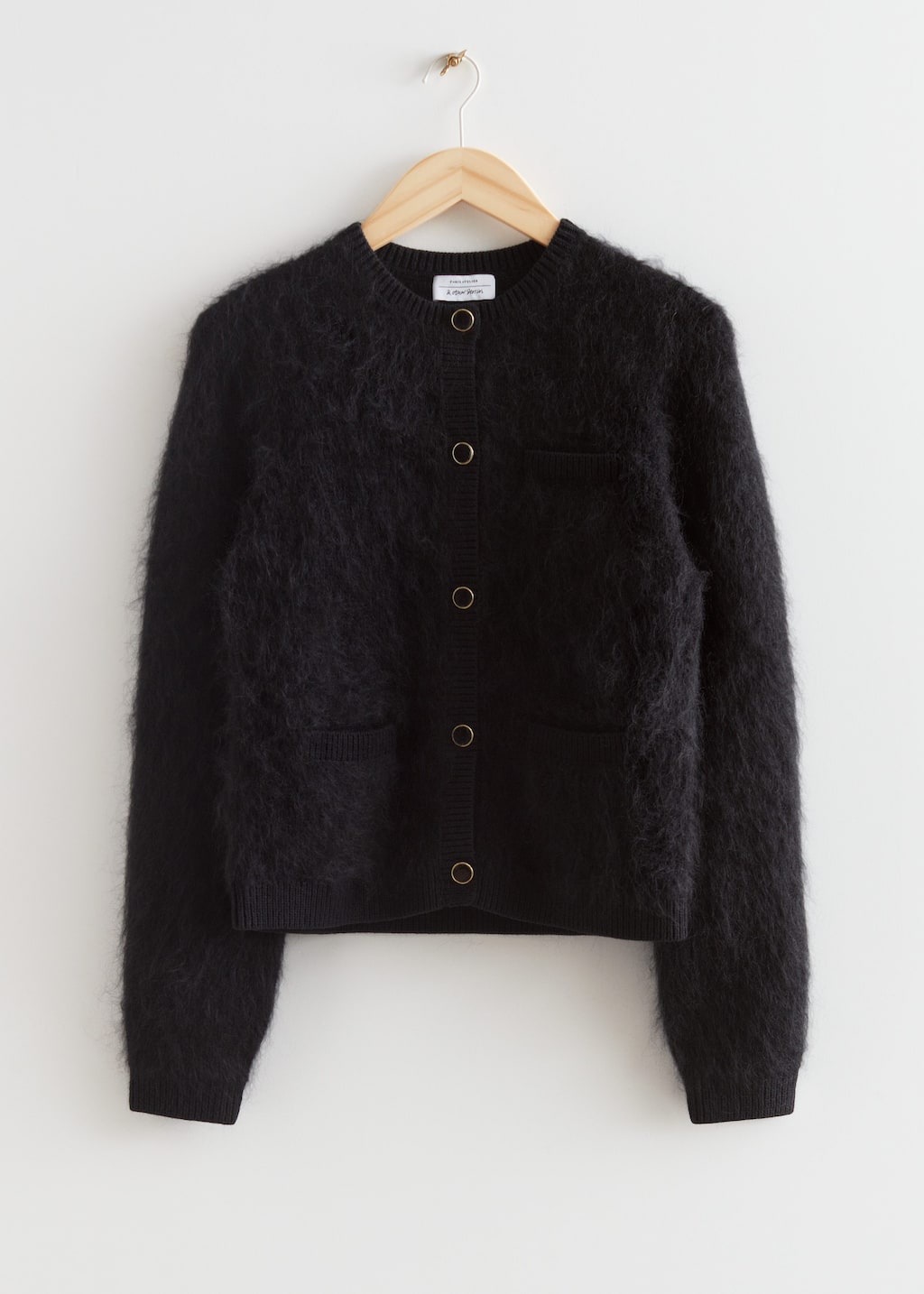 Relaxed Fluffy Knit Cardigan - Black - Still Life