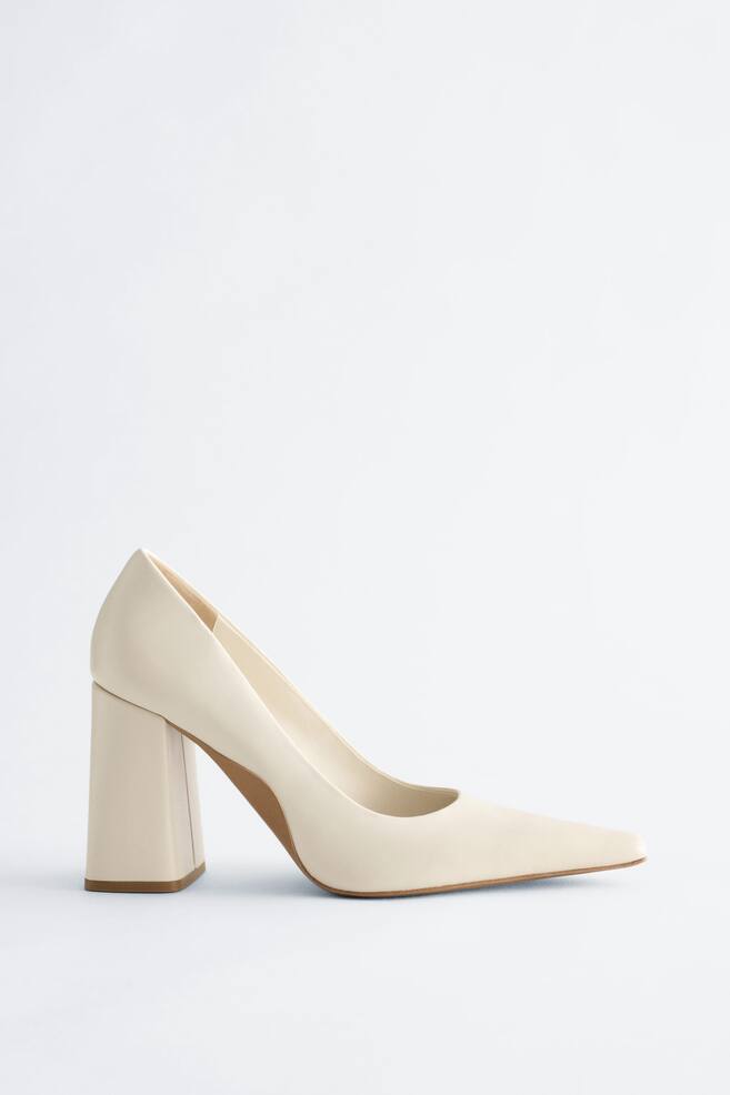Block-Heel Pumps - White/Khaki Green/Dark Pink - 1