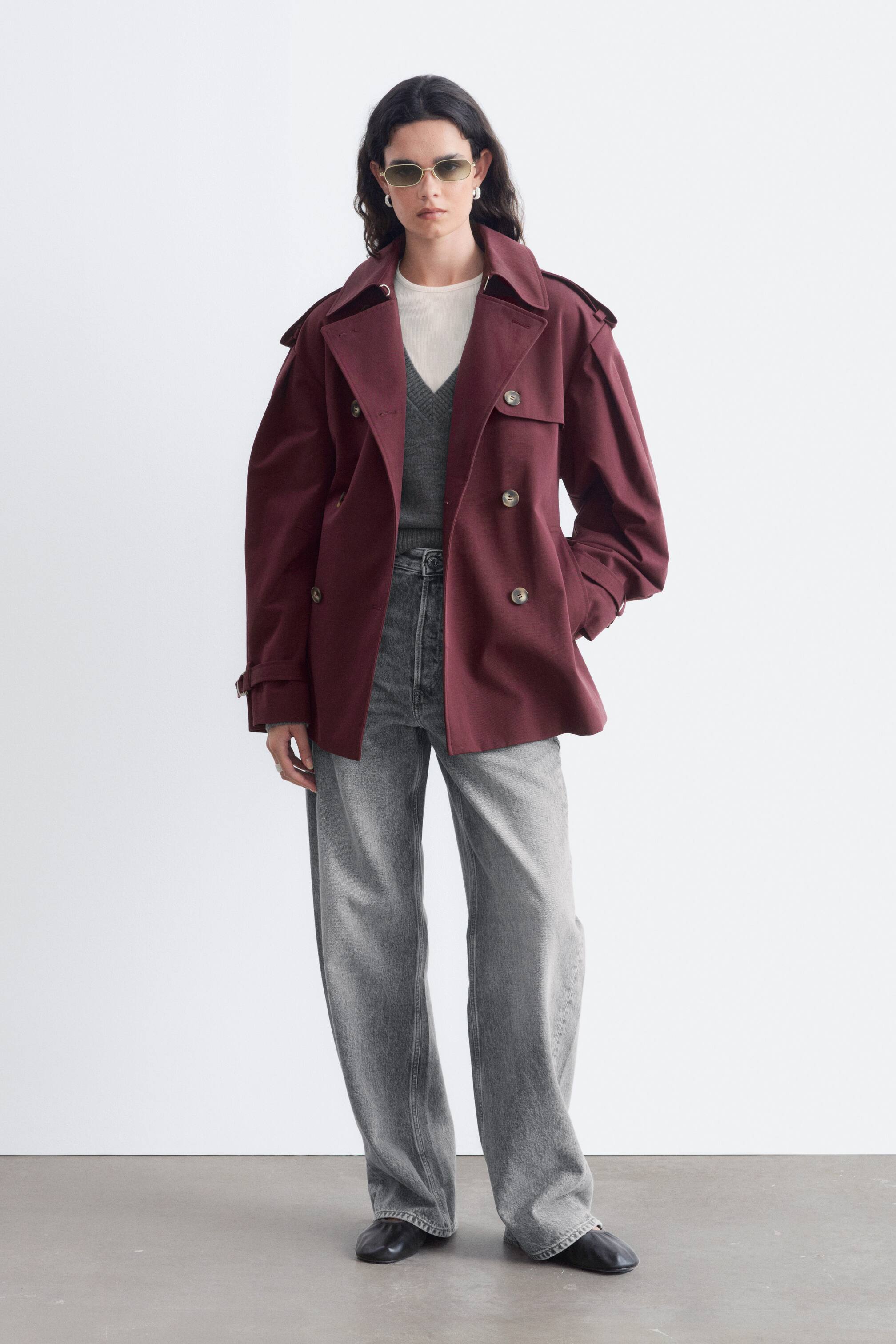 View larger image: Short Trench Coat - Burgundy - Ladies | H&M GB 1