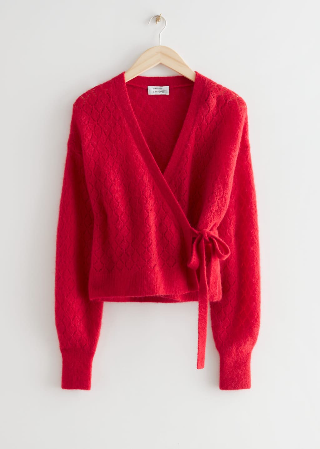 Pointelle Knit Wrap Cardigan - Pink - Still Life