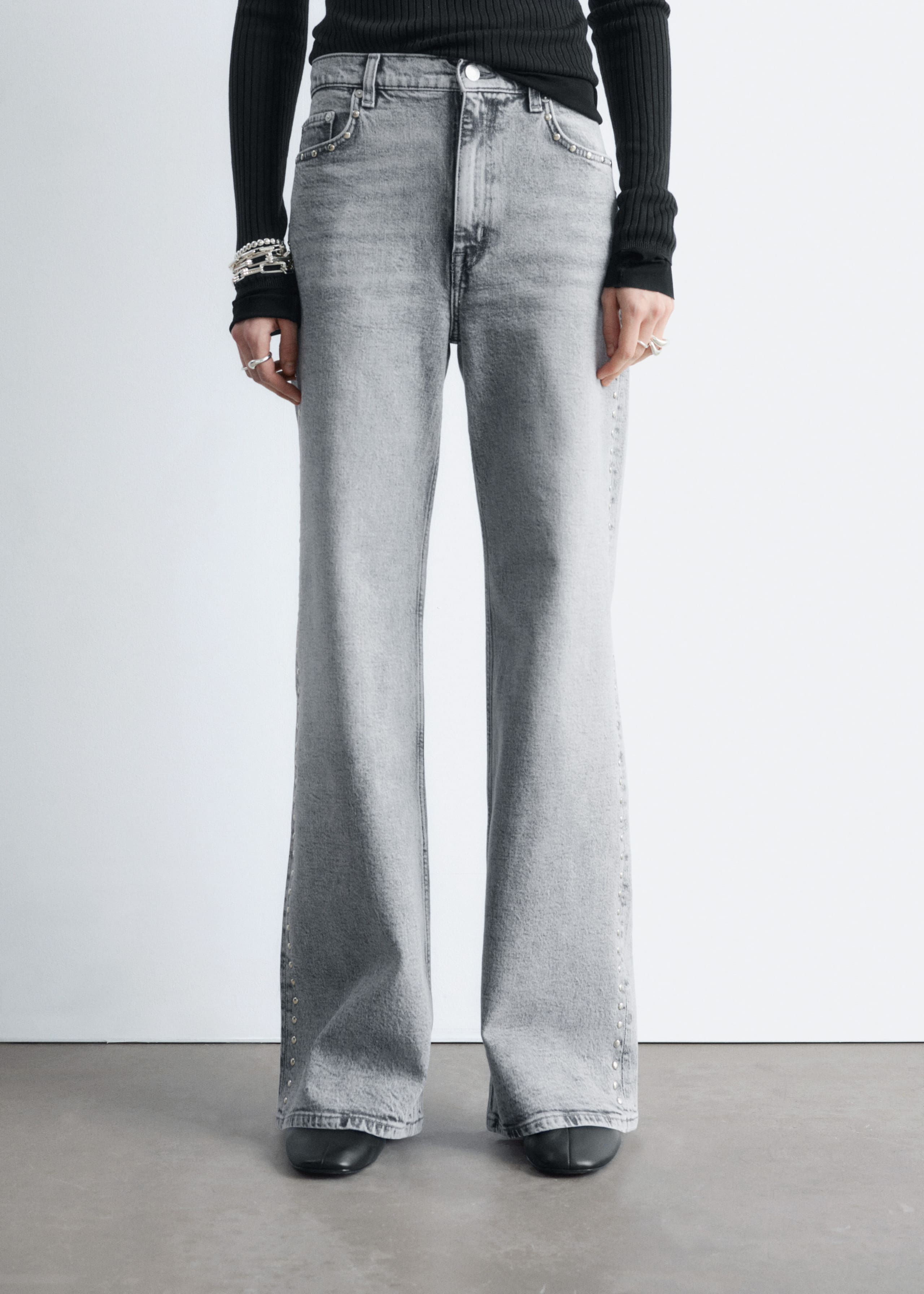 Image of Studded Wide-Leg Jeans