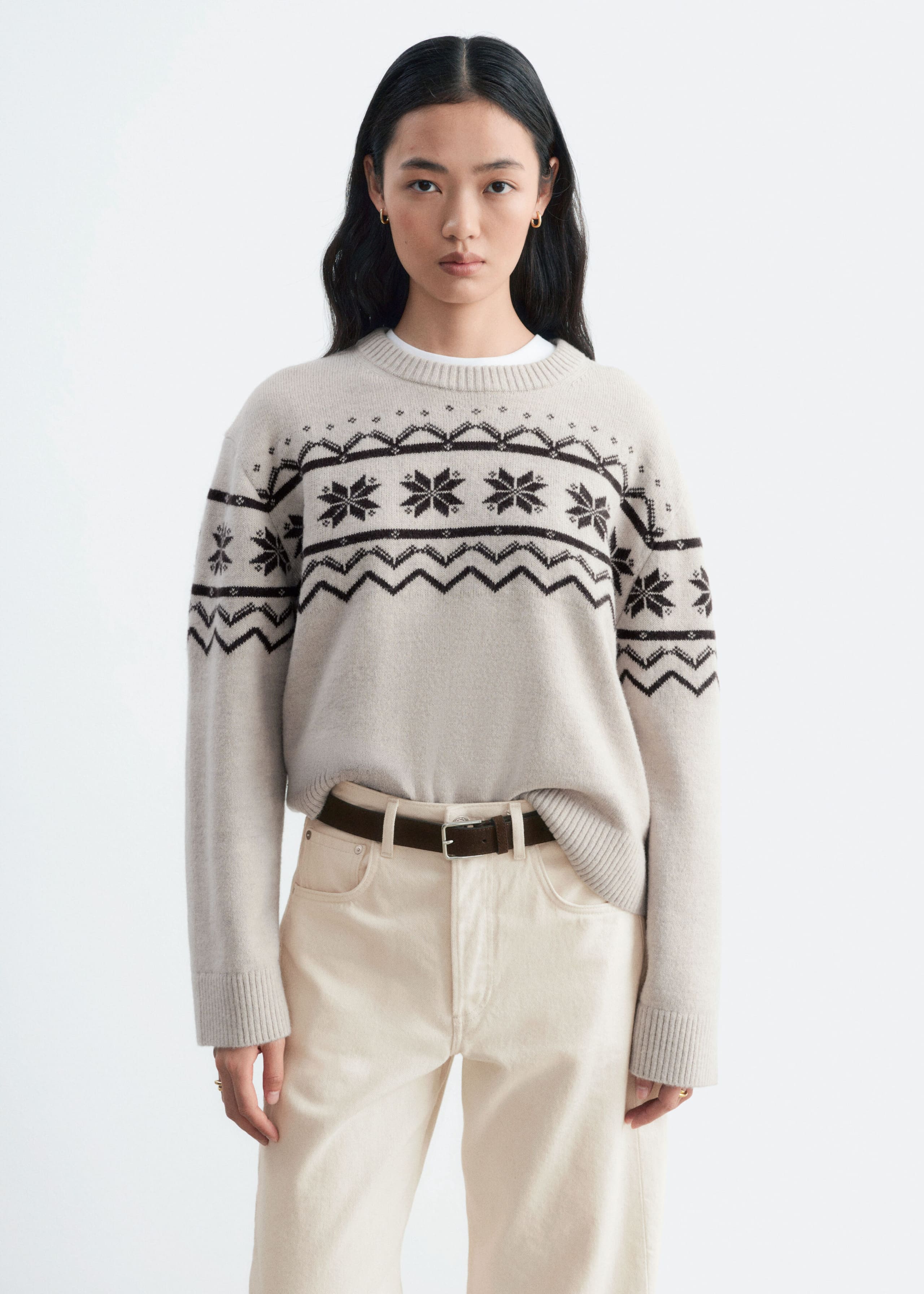 Pullover aus Wolle und Baumwolle - Graubraun - Lookbook